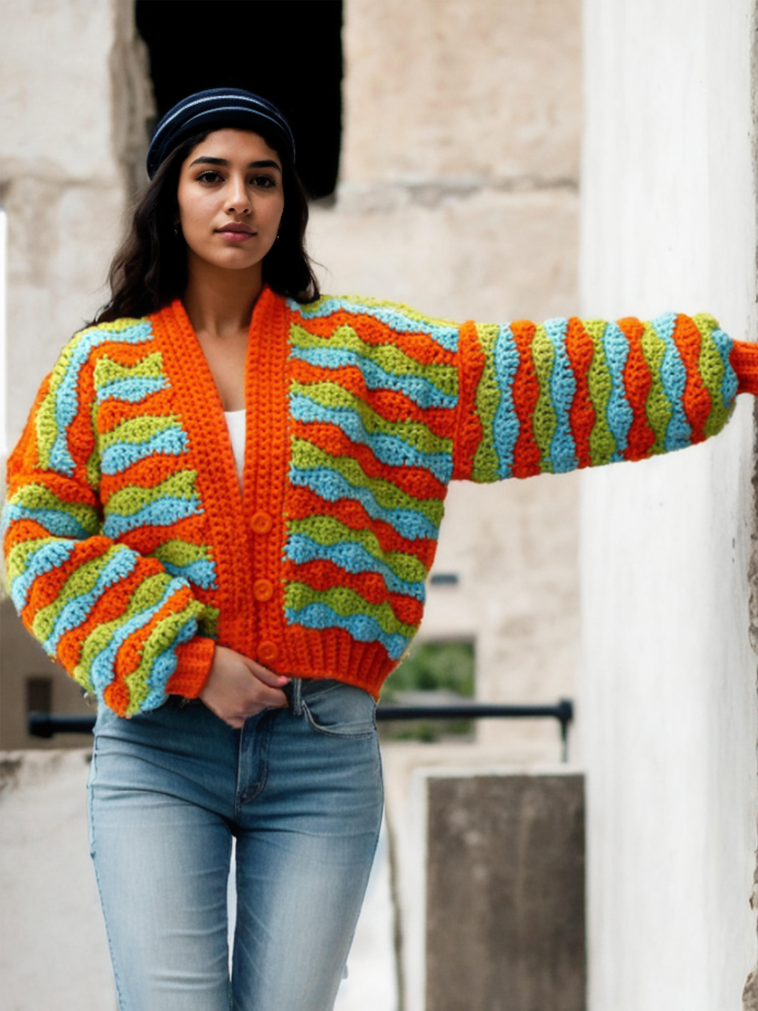 Daphne Color Block Stripes Cardigan
