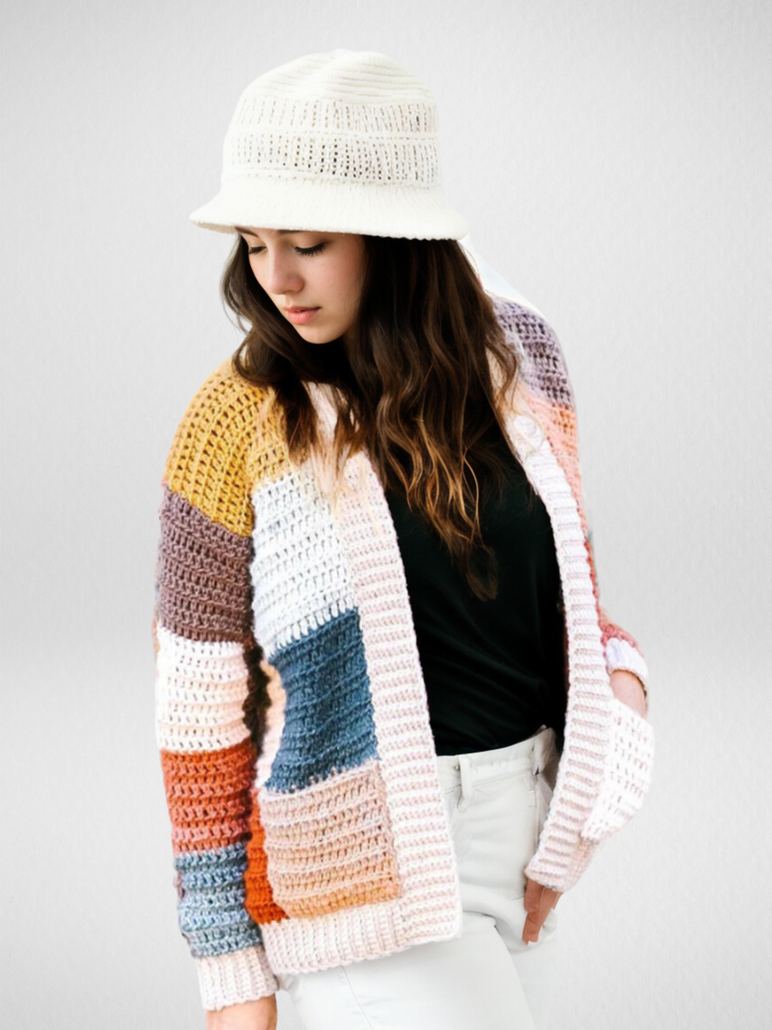 Chunky Multi-Color Block Cardigan