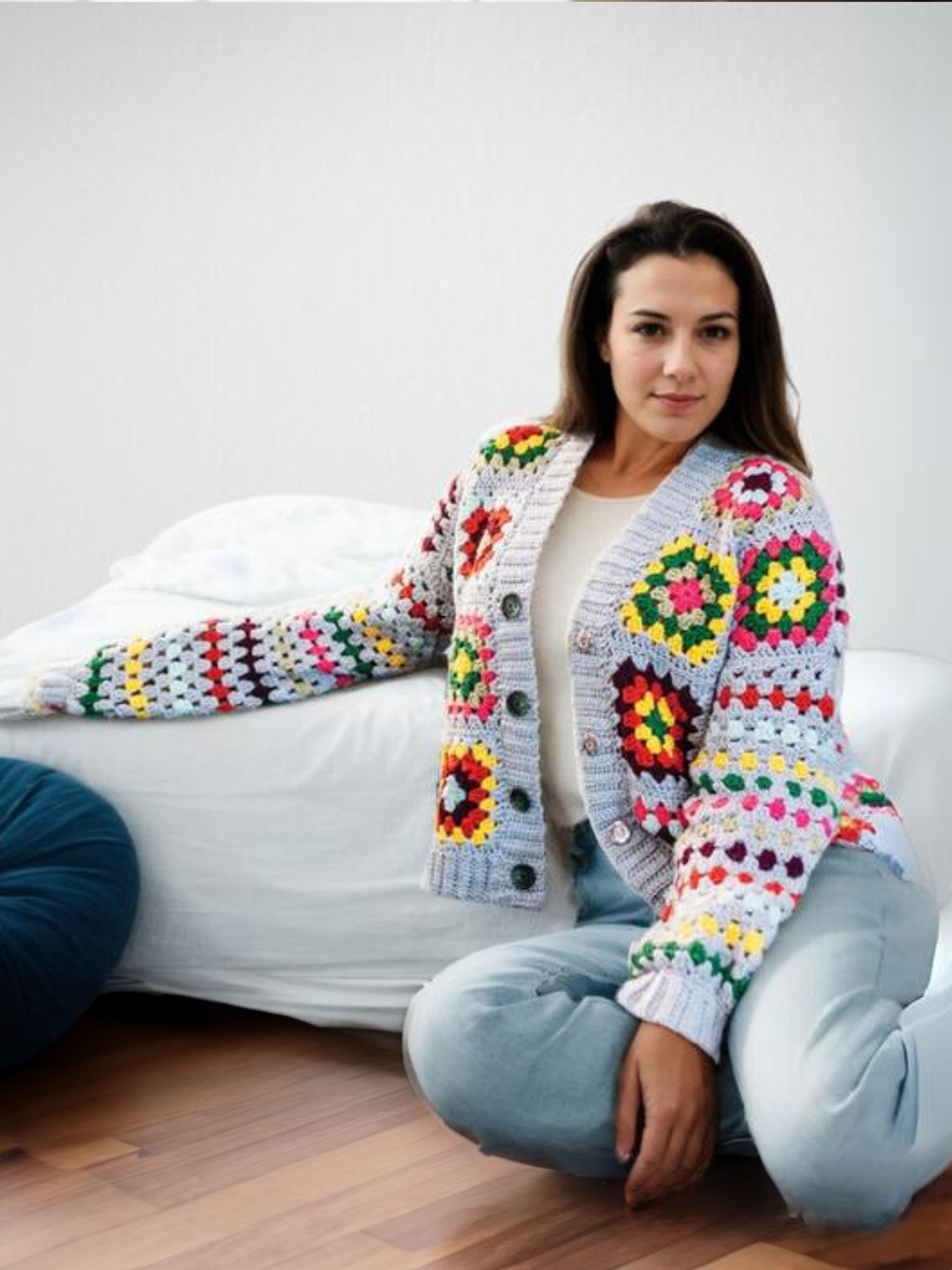 Azure Patchwork Granny Cardigan