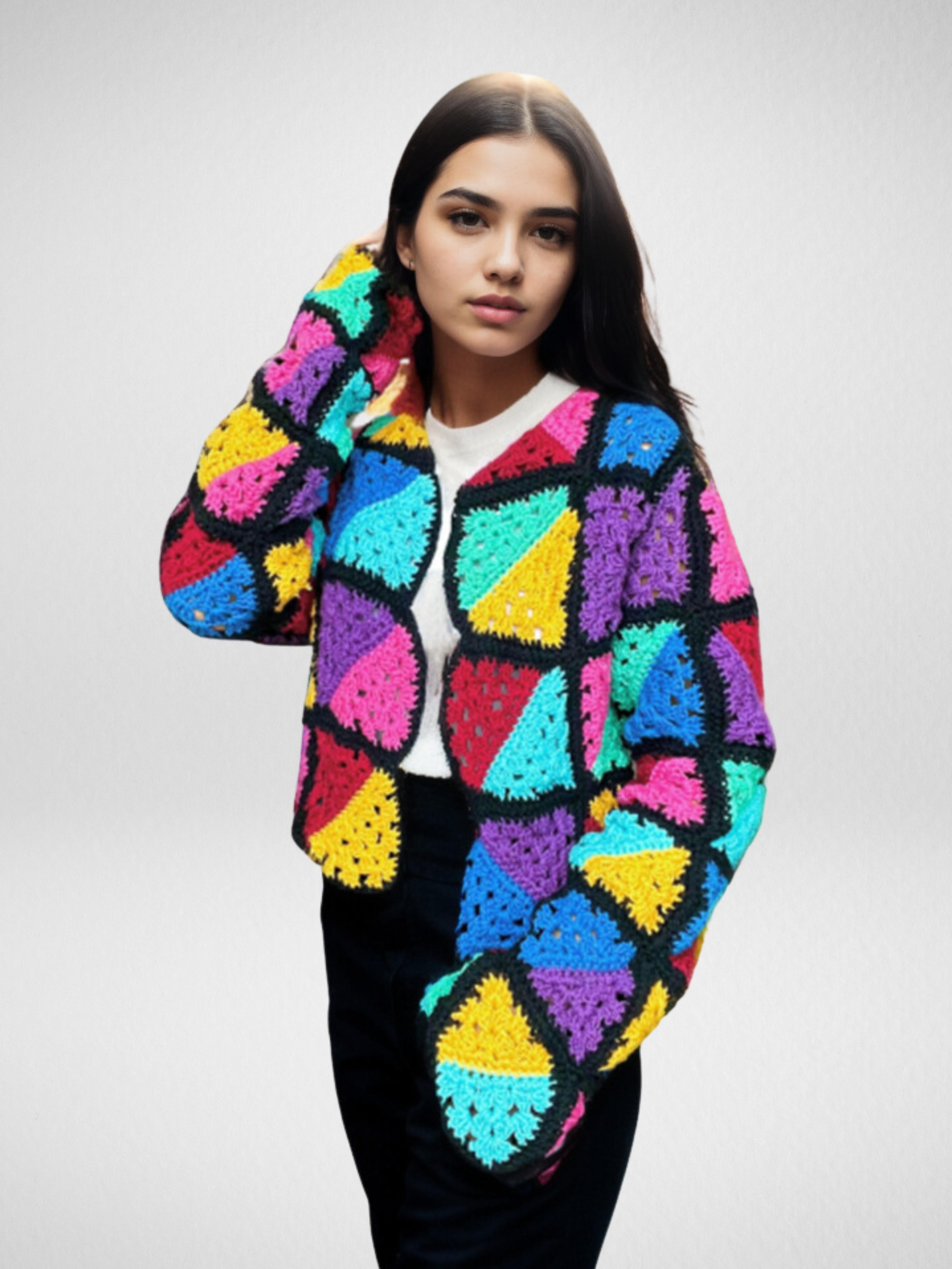 Pastel Colorblock Cropped Cardigan