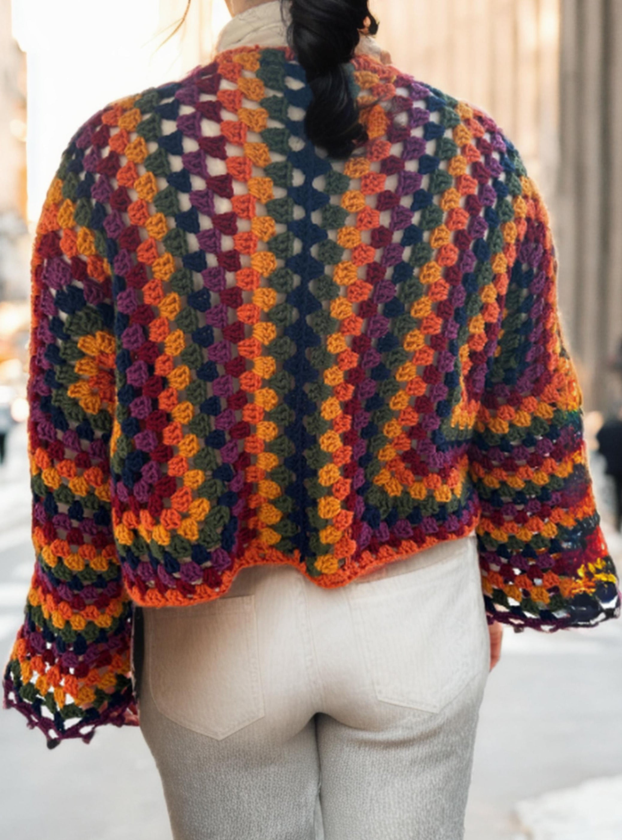 Autumn Hexagon Bell Sleeved Cardigan