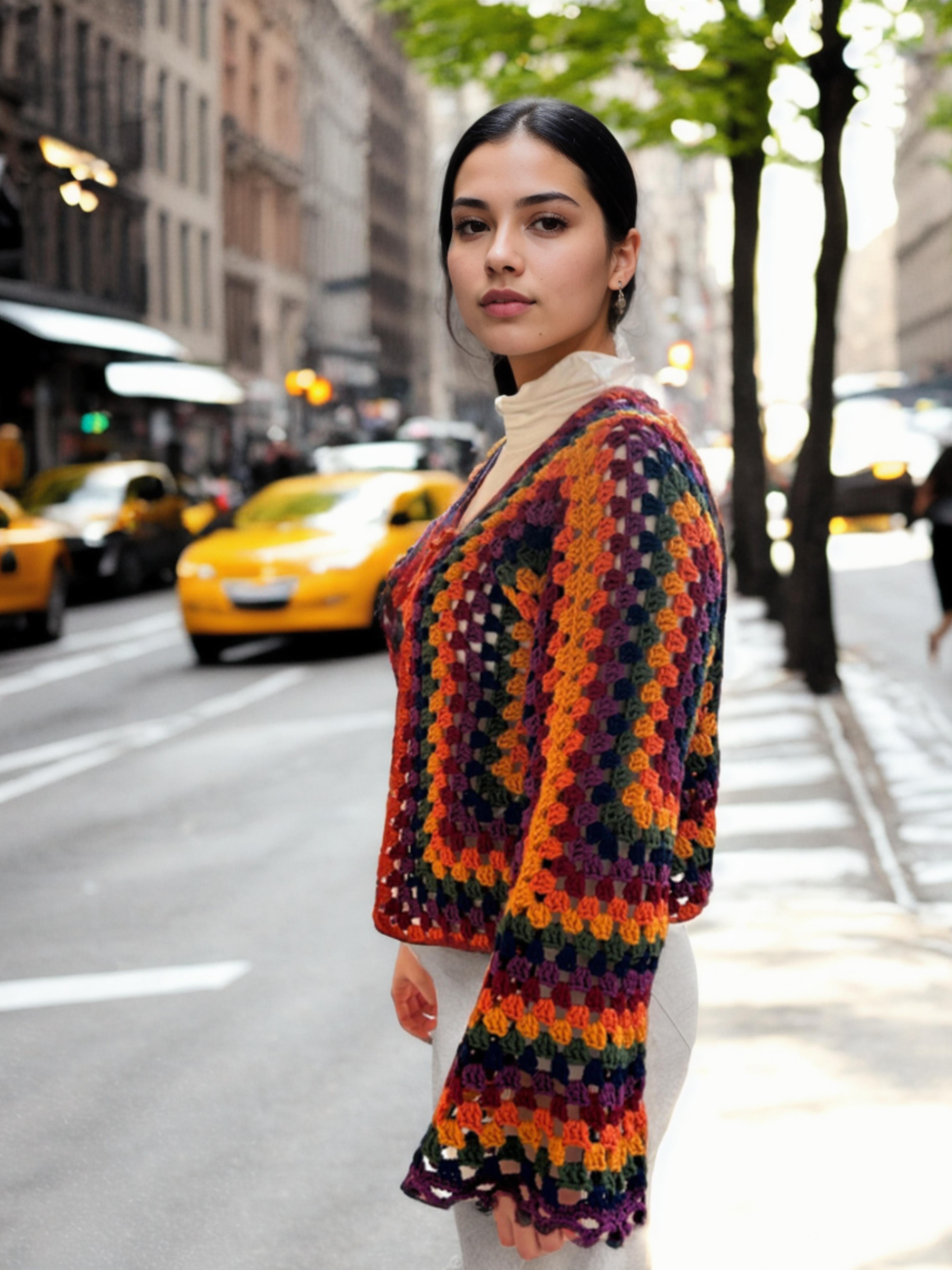 Autumn Hexagon Bell Sleeved Cardigan