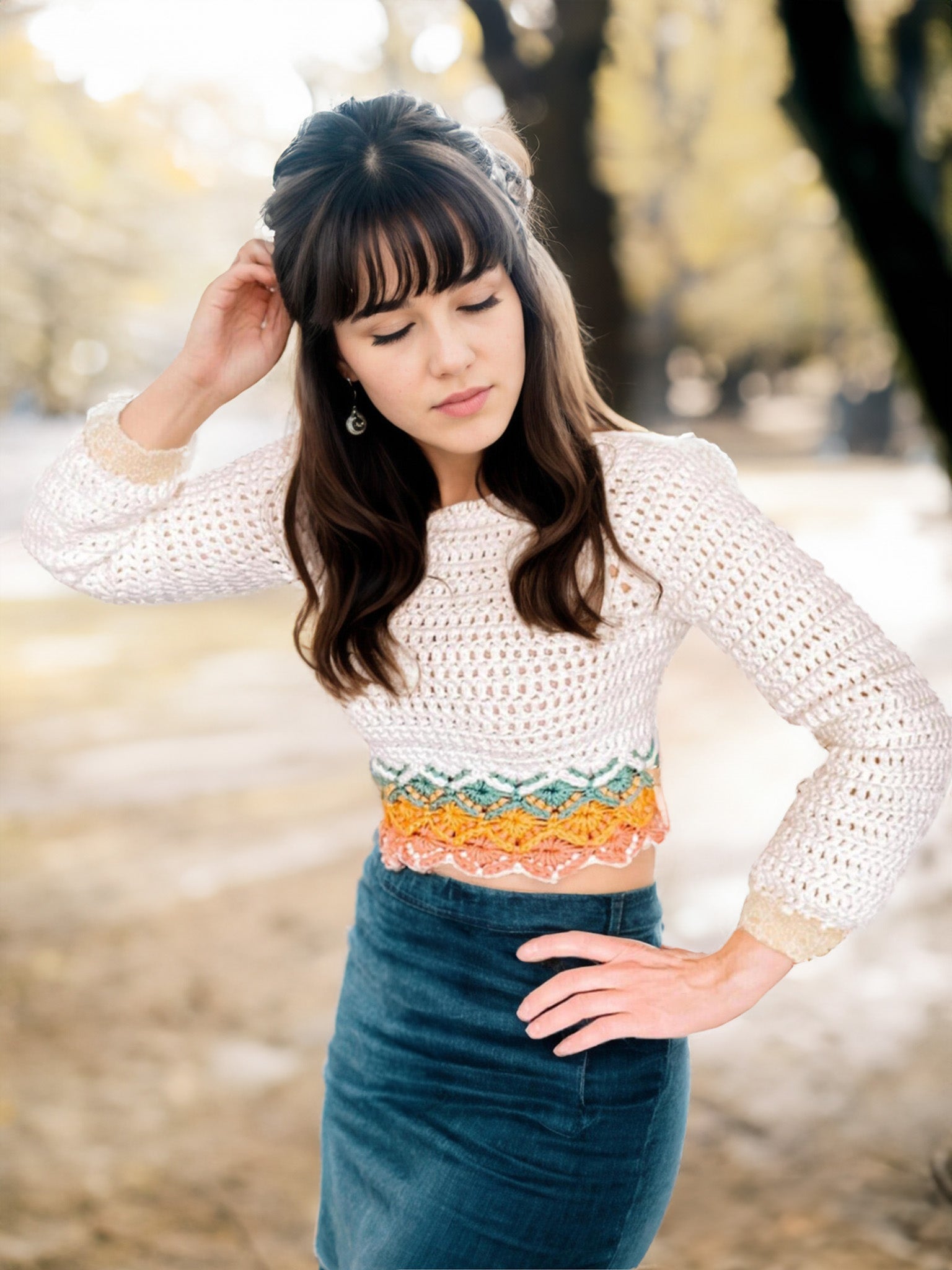 Vintage Diamond Trim Crop Top