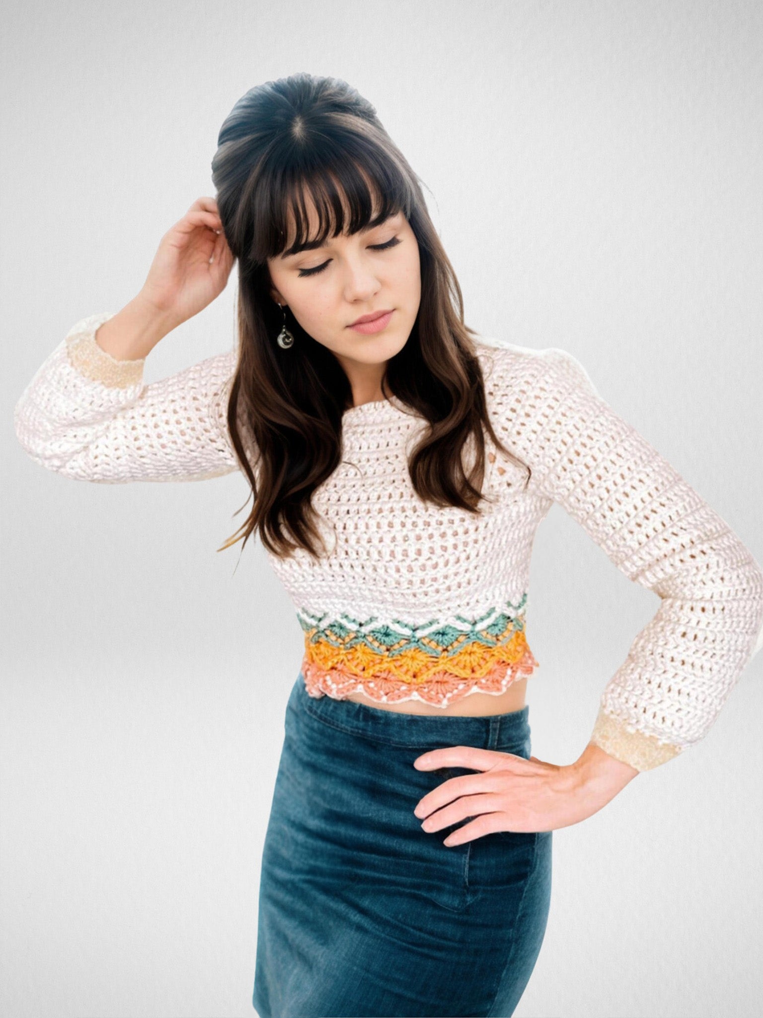 Vintage Diamond Trim Crop Top
