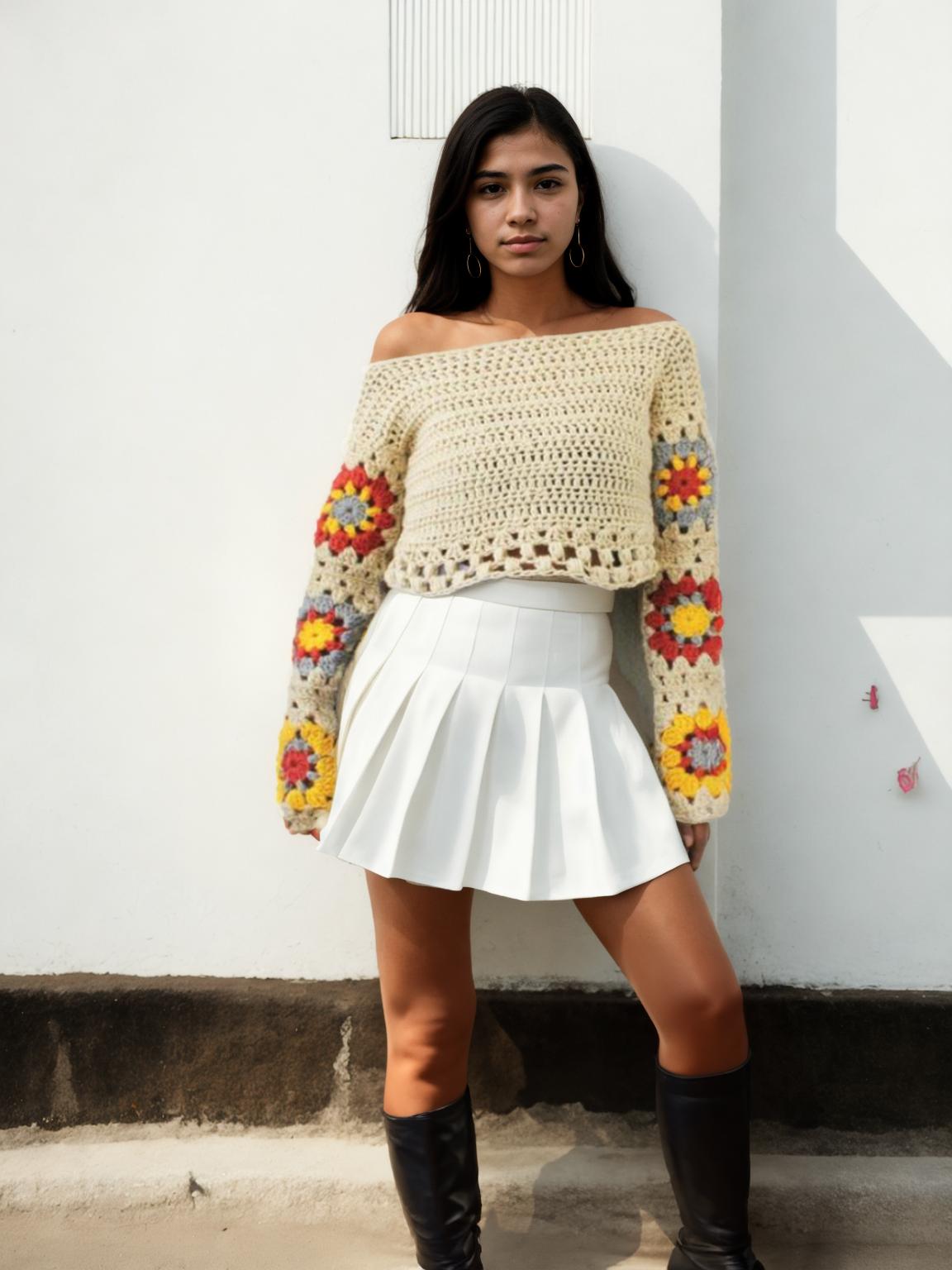 Spring Granny Off-Shoulder Crop Top