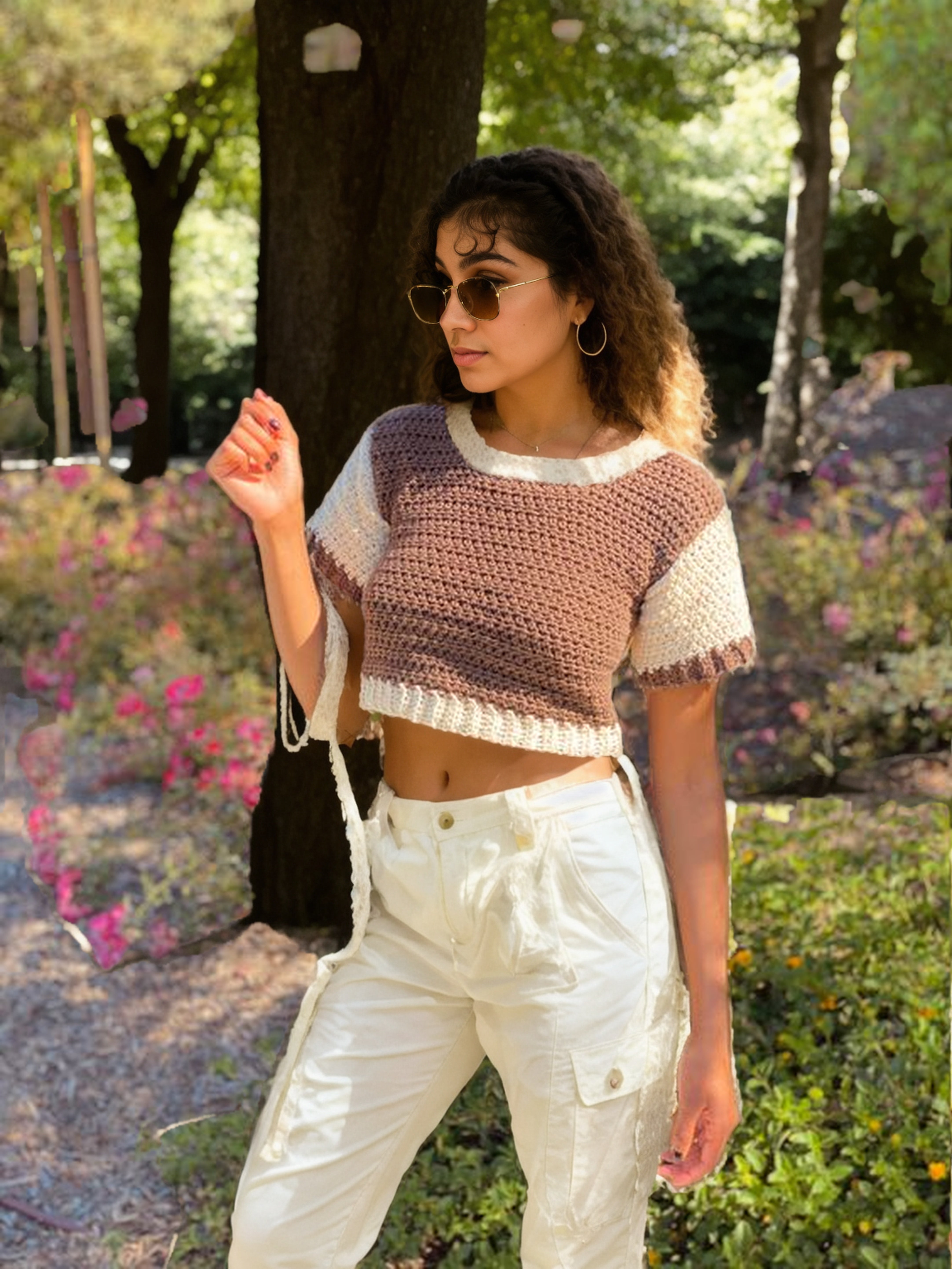 Neutral Two-Tone Crop Top
