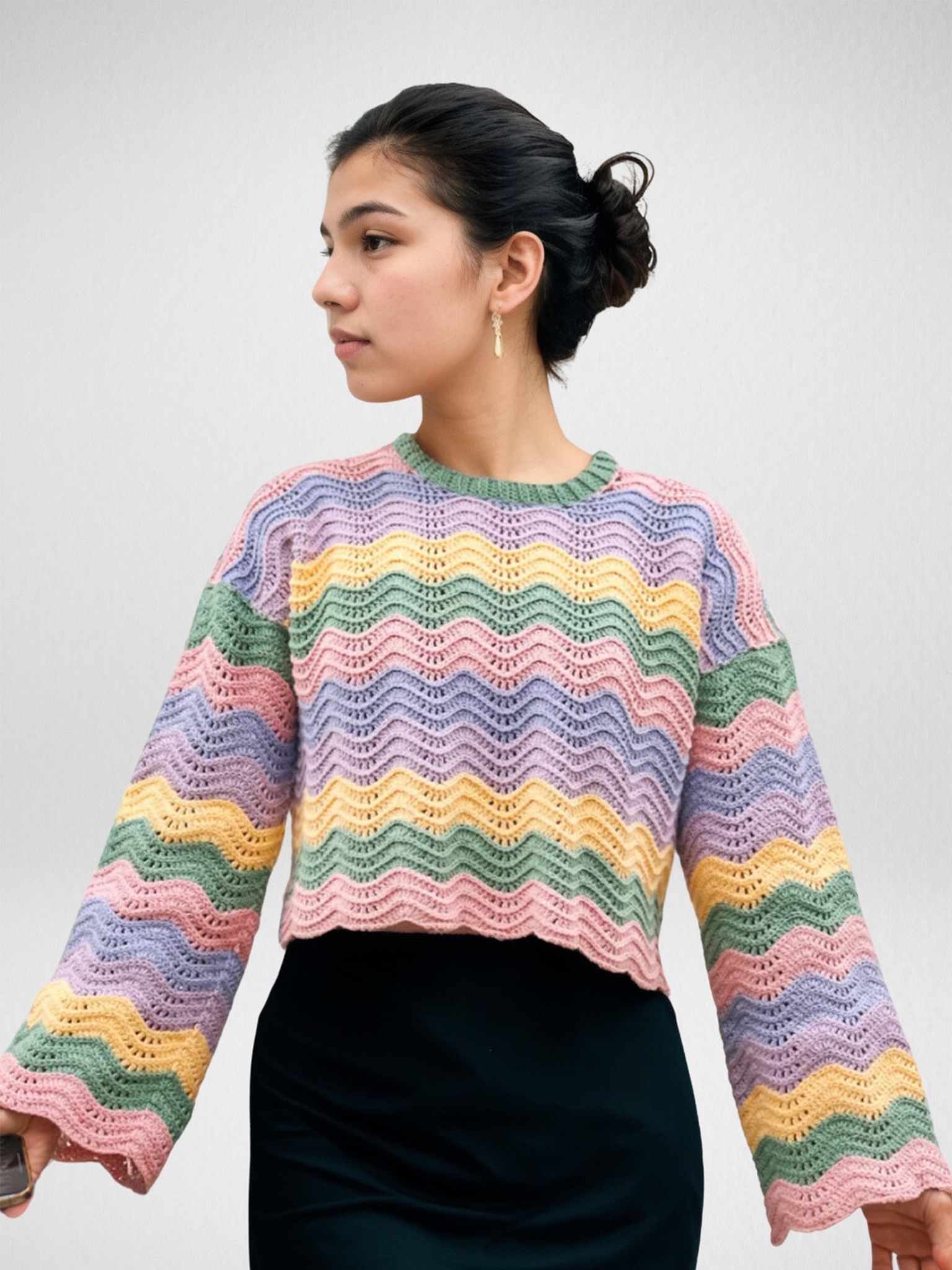 Pastel Wavy Striped Crop Top