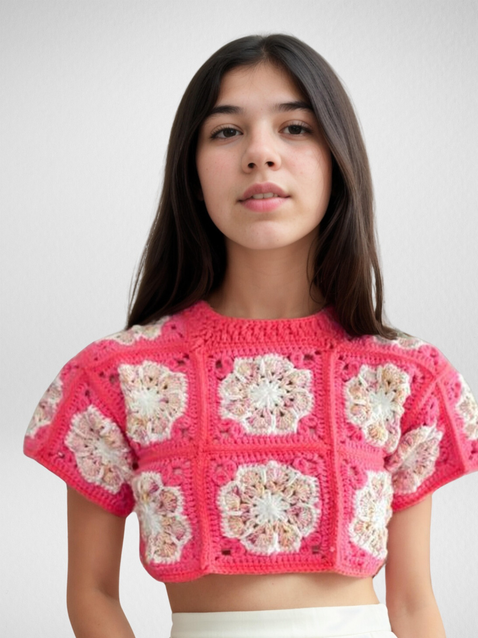 Pink Petal Patchwork Crop Top
