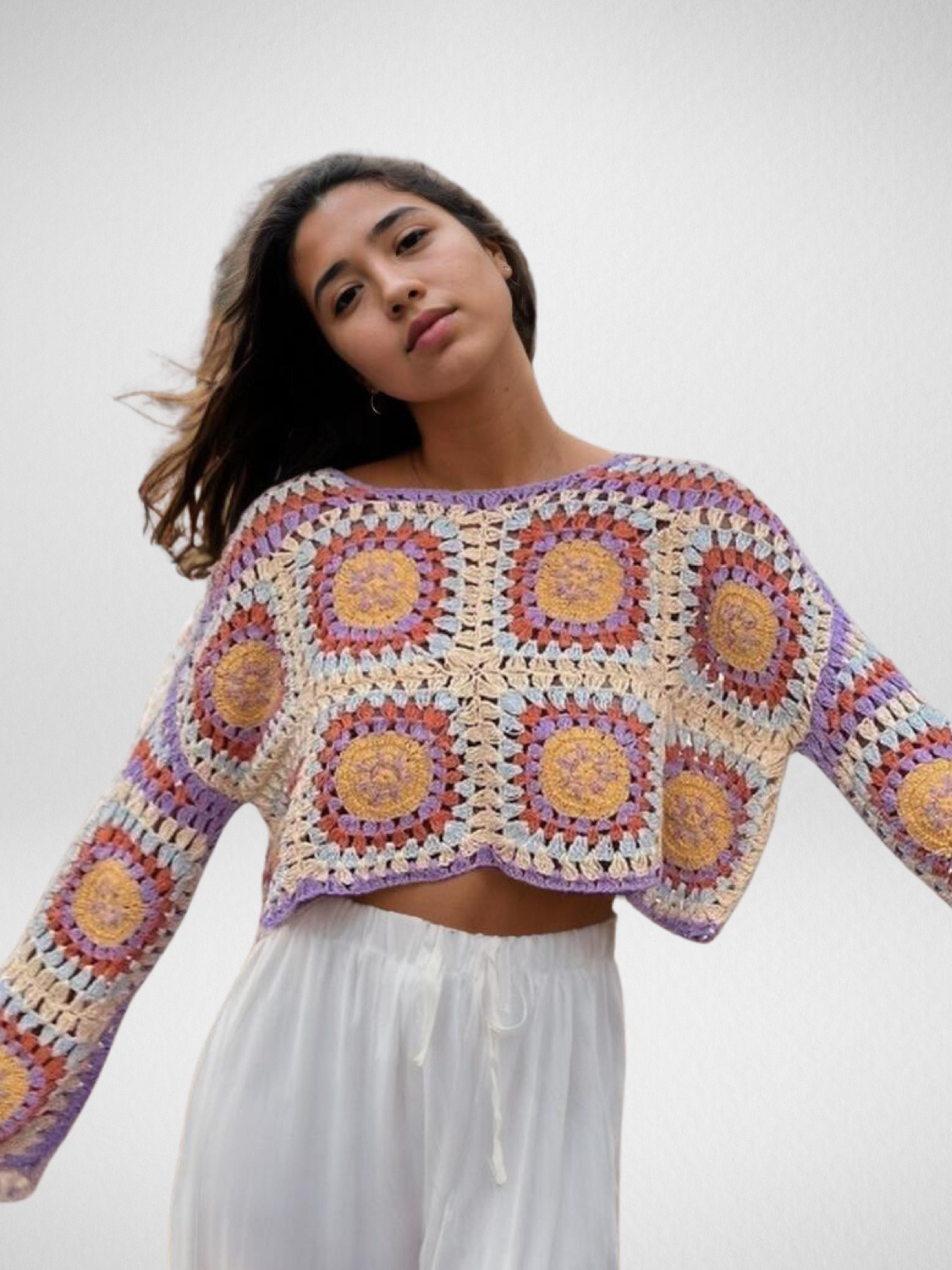 Sunset Hues Patchwork Crop Top