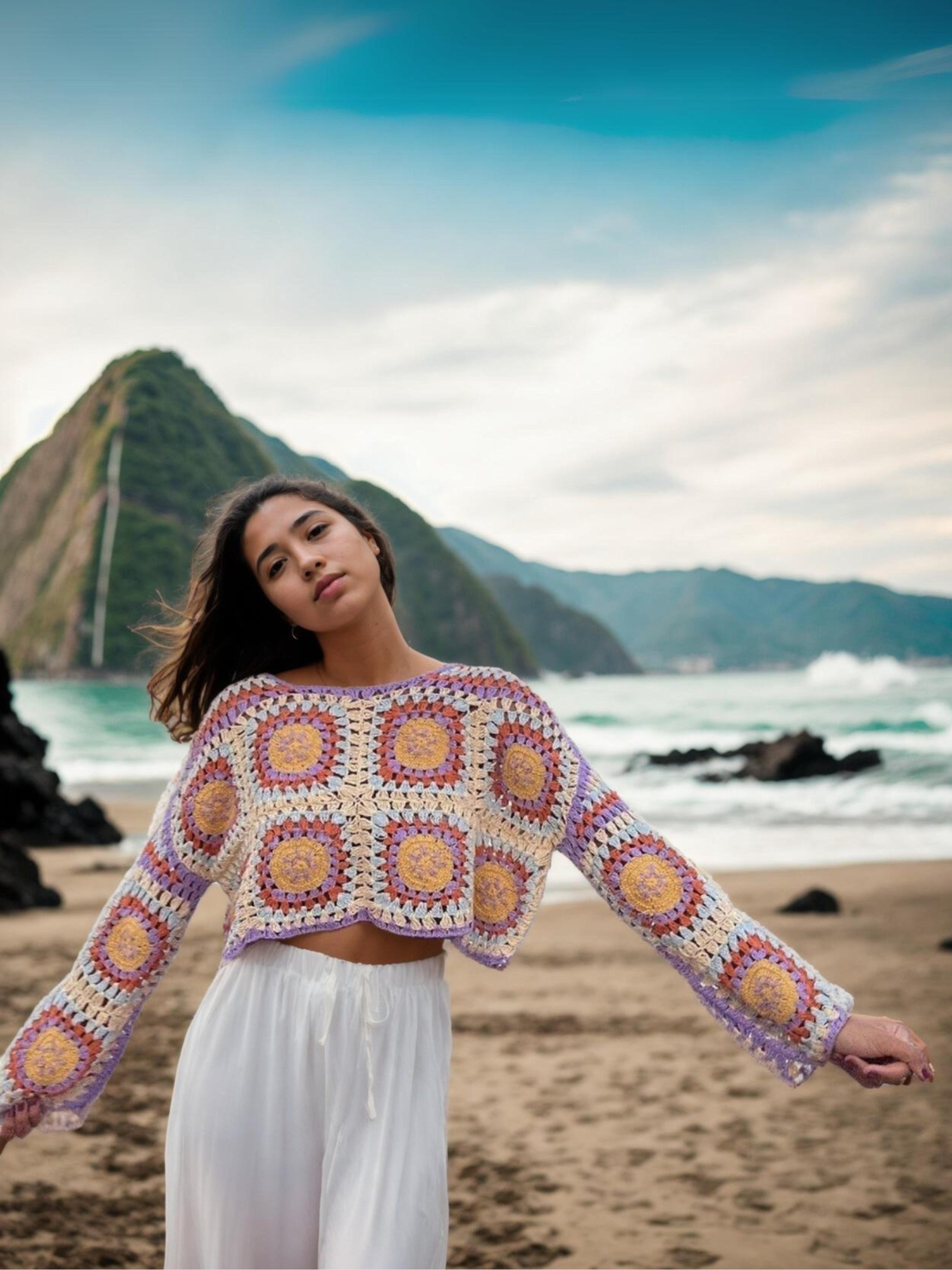 Sunset Hues Patchwork Crop Top
