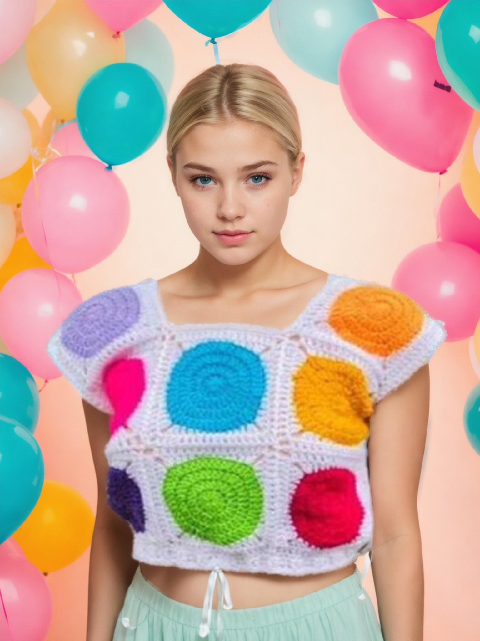 Colorwheel Squares Crop Top
