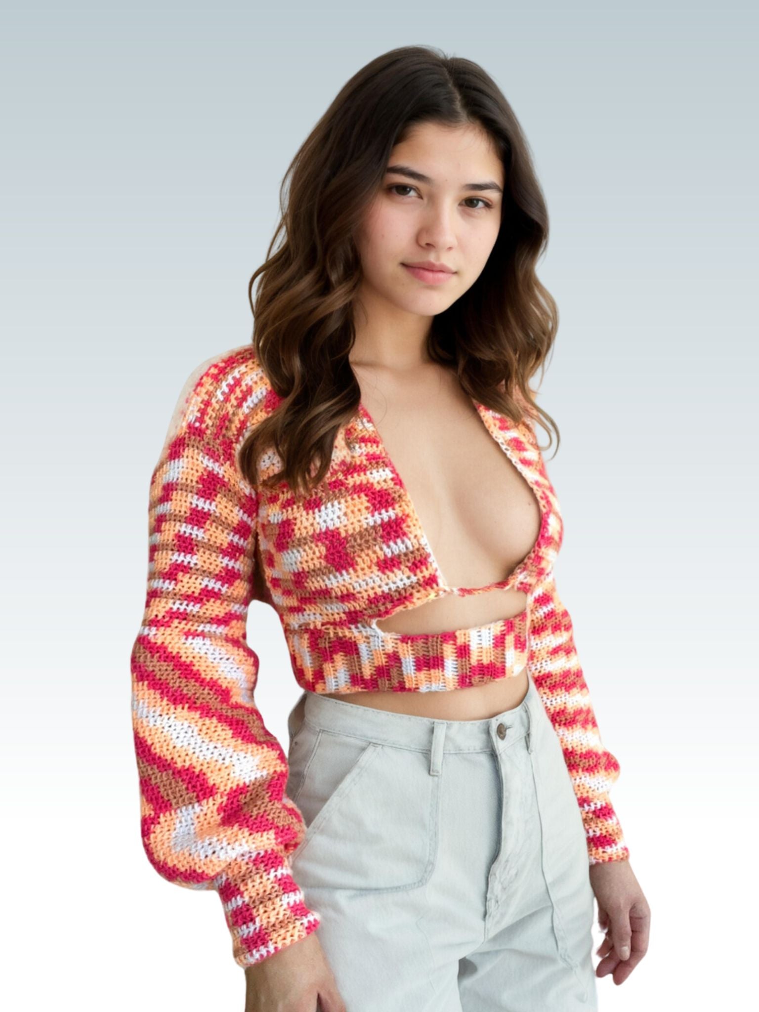 Sunkissed Stripes Flowy Sleeve Crop Top