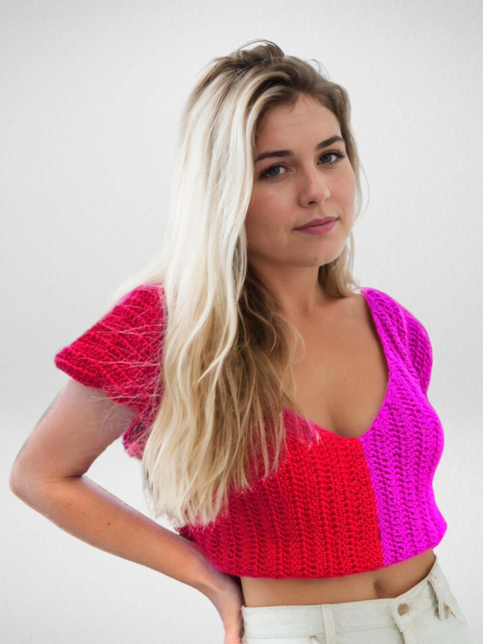 Berry Blend Puff-Sleeve Crop Top