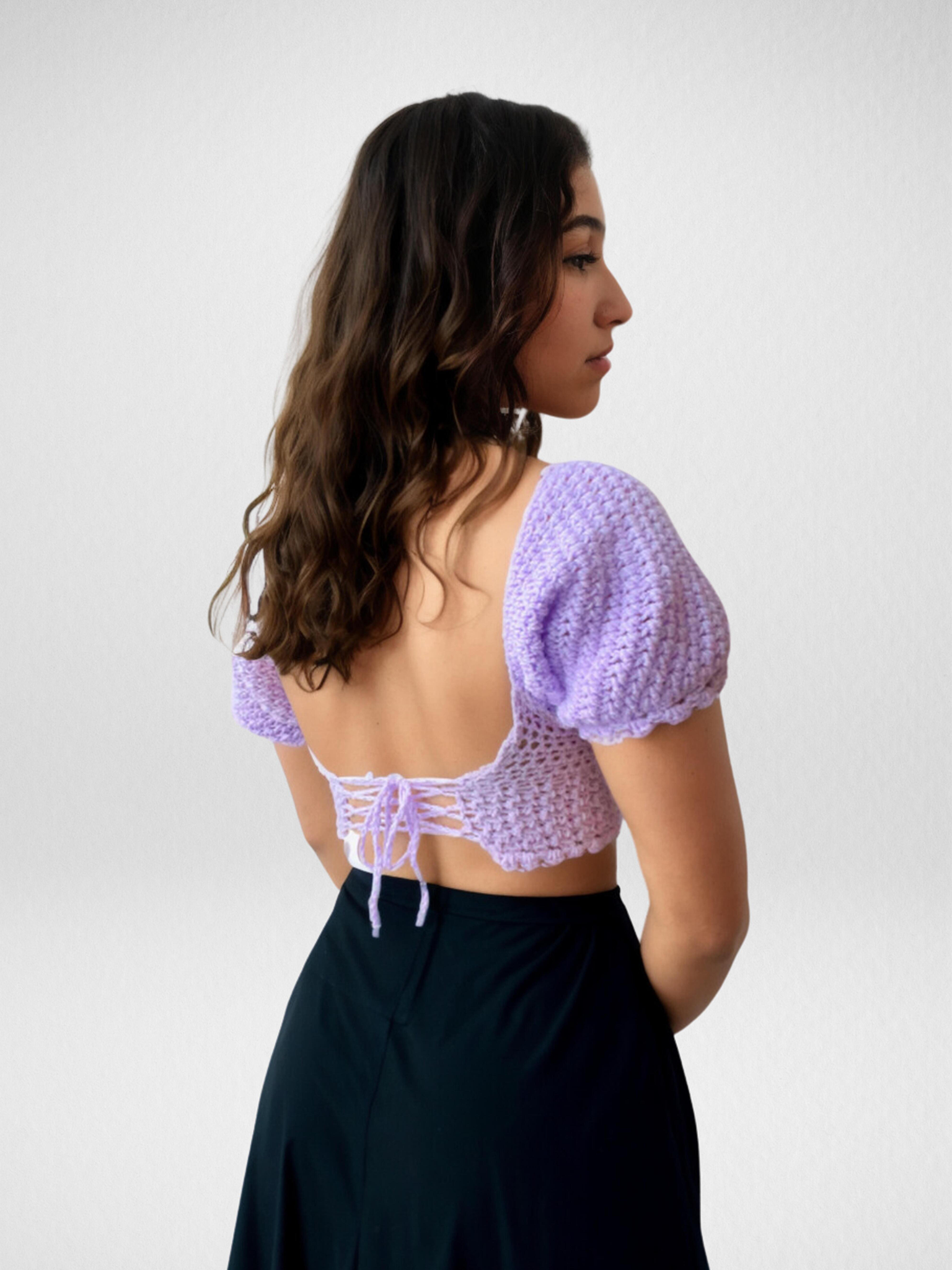 Lavender Poise Puff Adjustable Crop Top