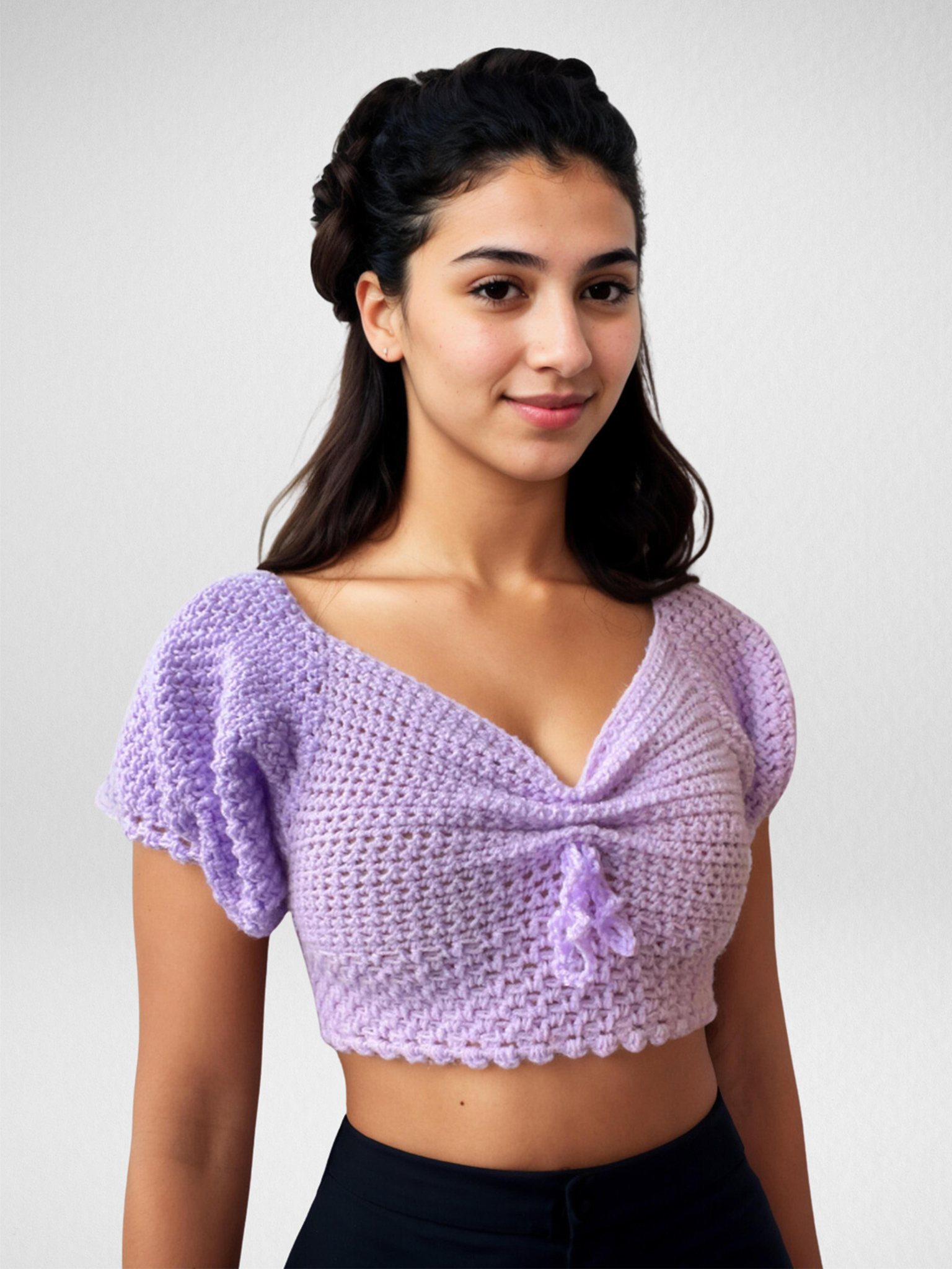 Lavender Poise Puff Adjustable Crop Top