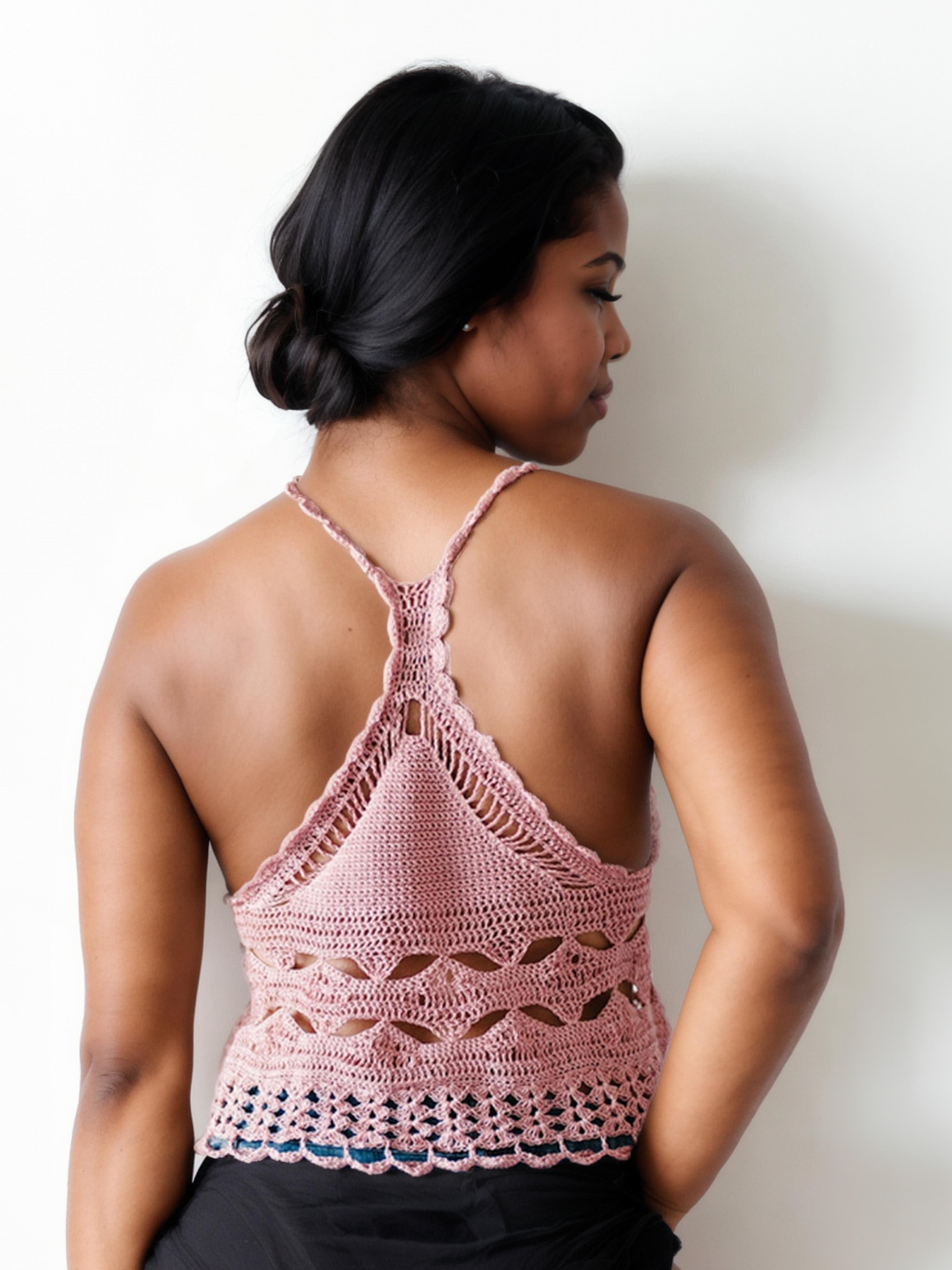 Dusty Pink Openwork Back Crop Top
