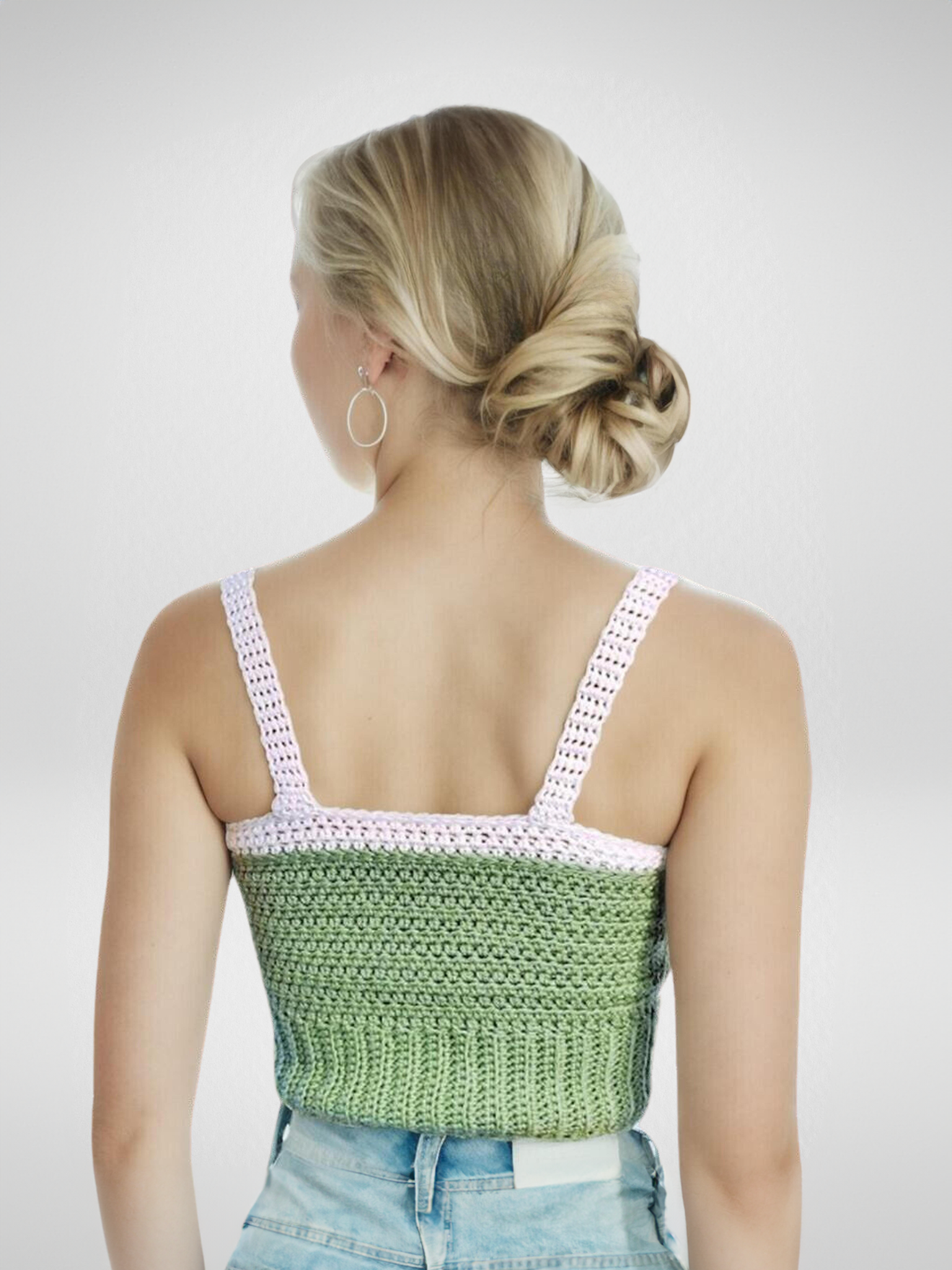 Sage White Straps Crop Top