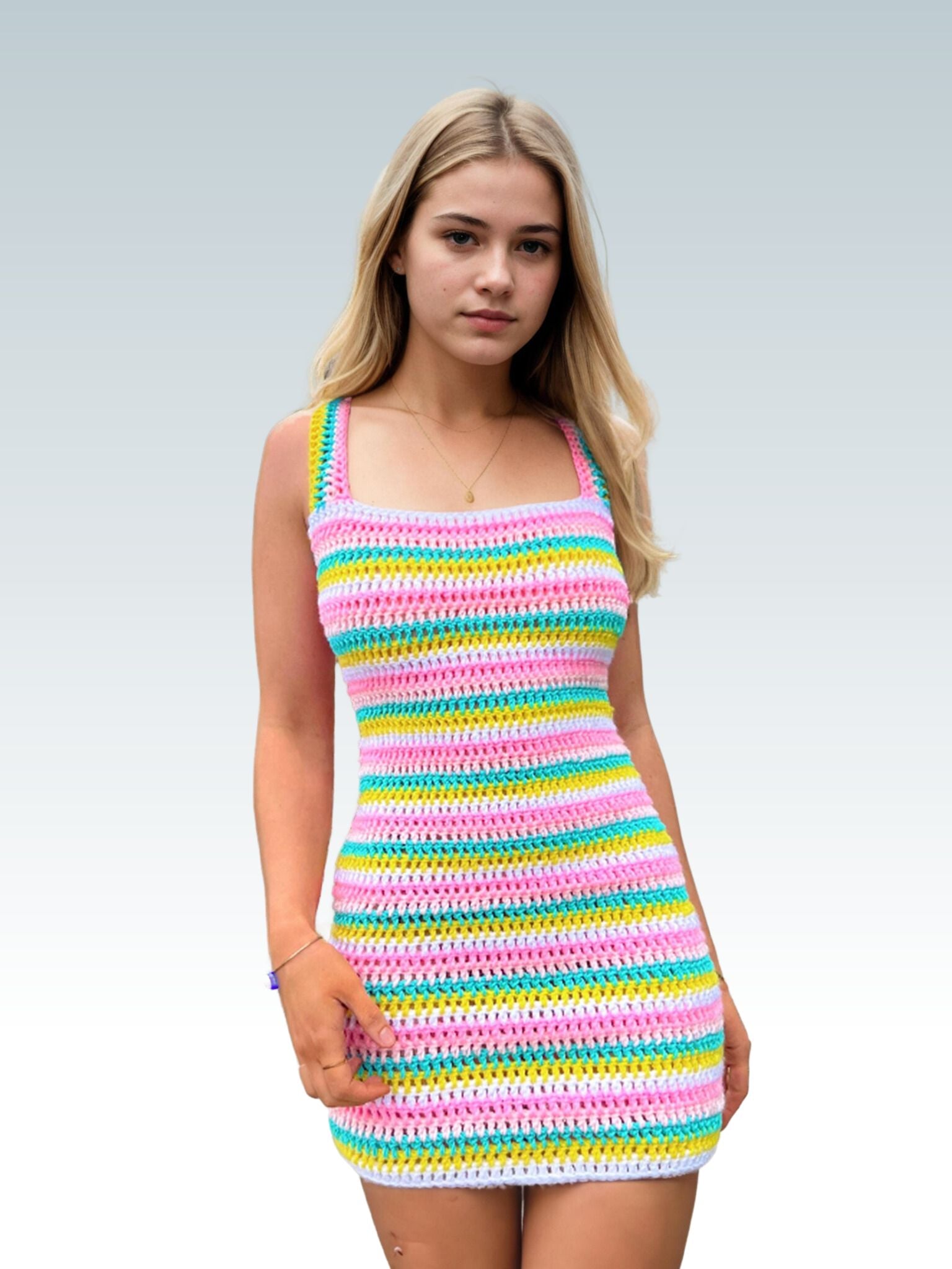 Sorbet Stripes Laced-Back Short/Mini Dress M