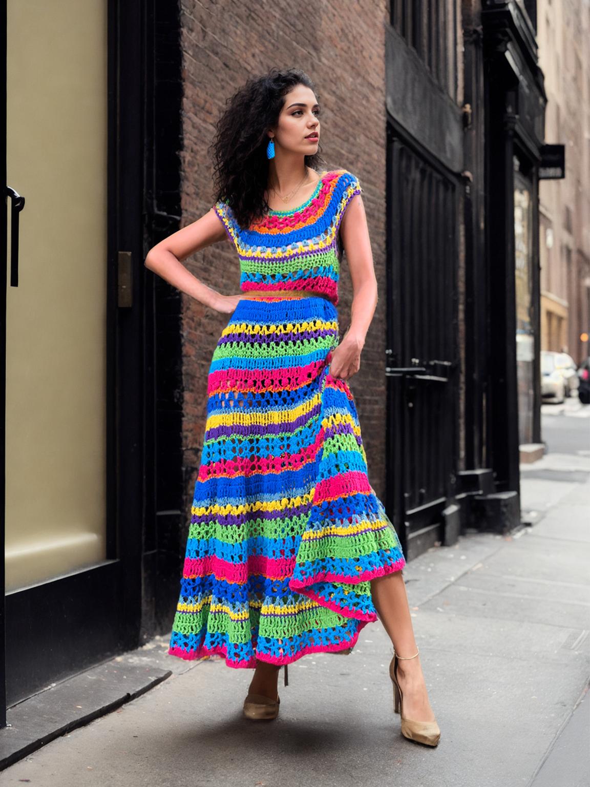Vibrant Fiesta Long Skirt & Top