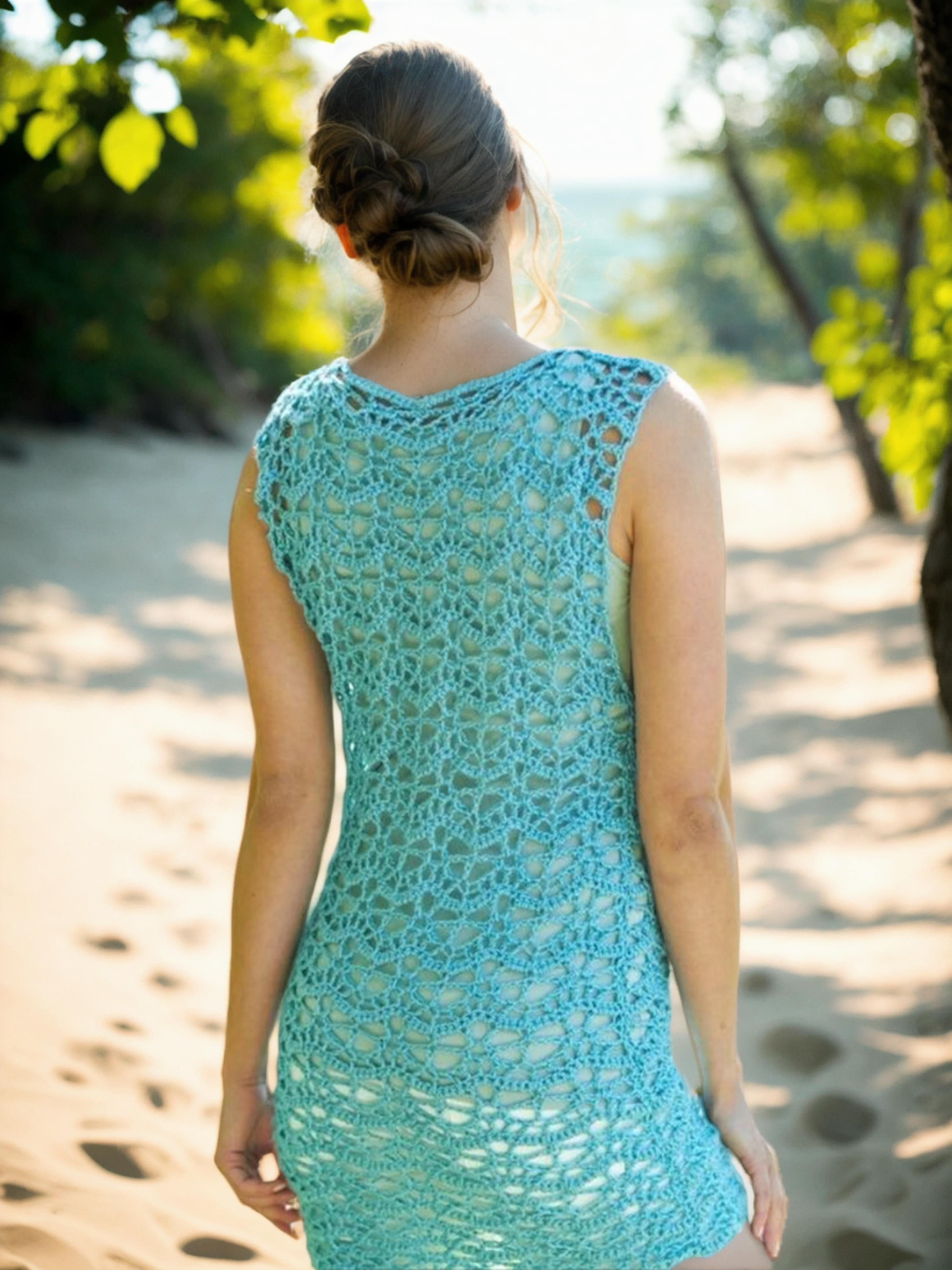 Aqua Lacy Stitch Tunic/Short/Mini Dress