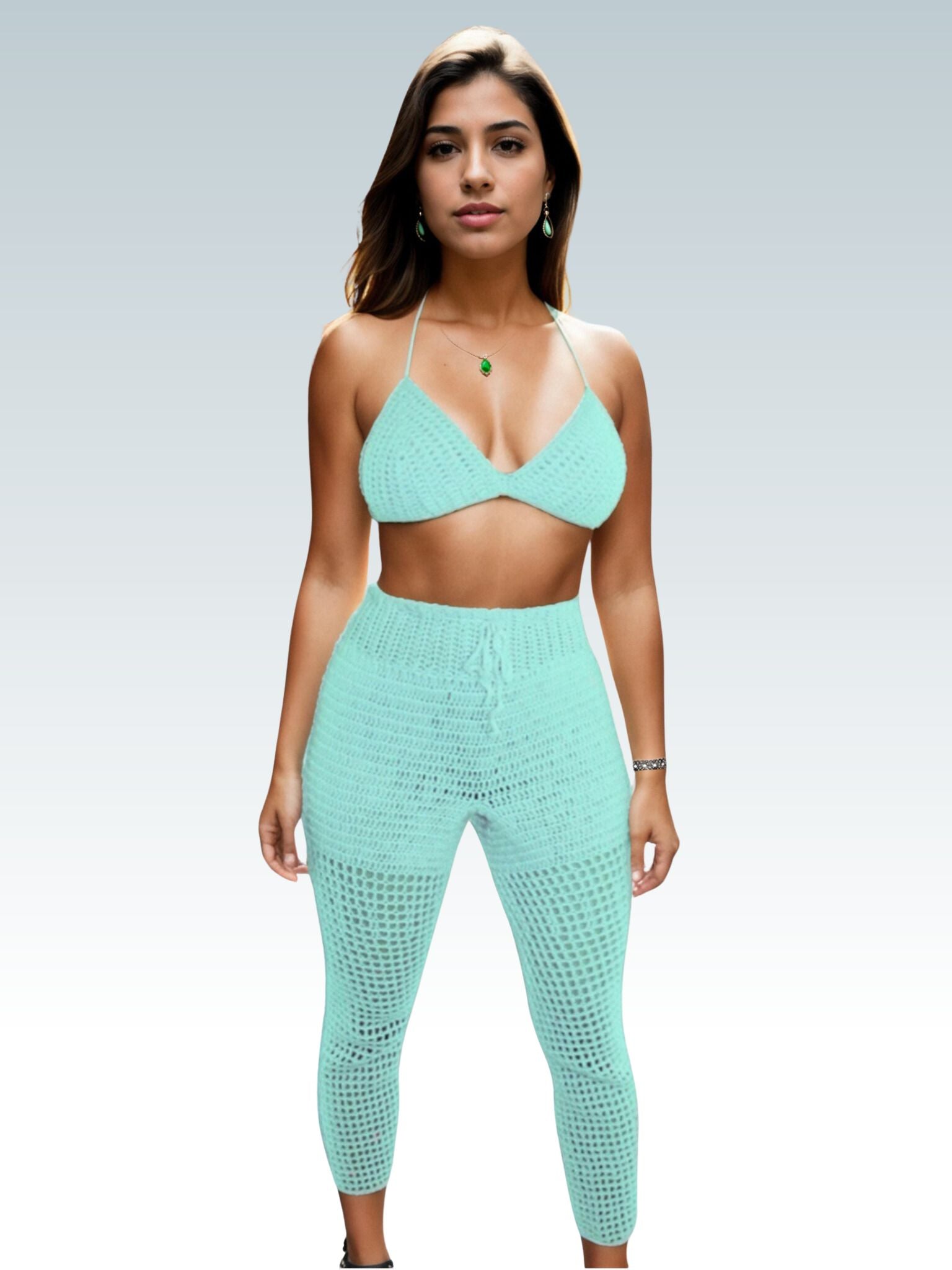 Minty Knit Two-Piece Pant Set