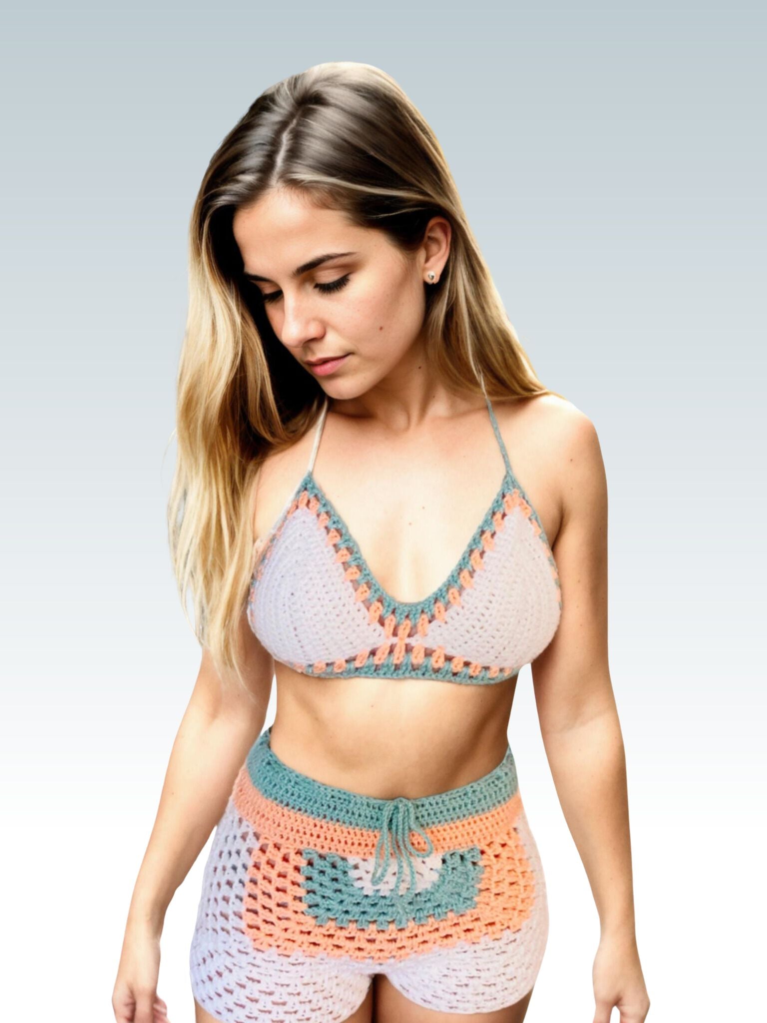 Tropical Trim Swimwear / Top & Short Set