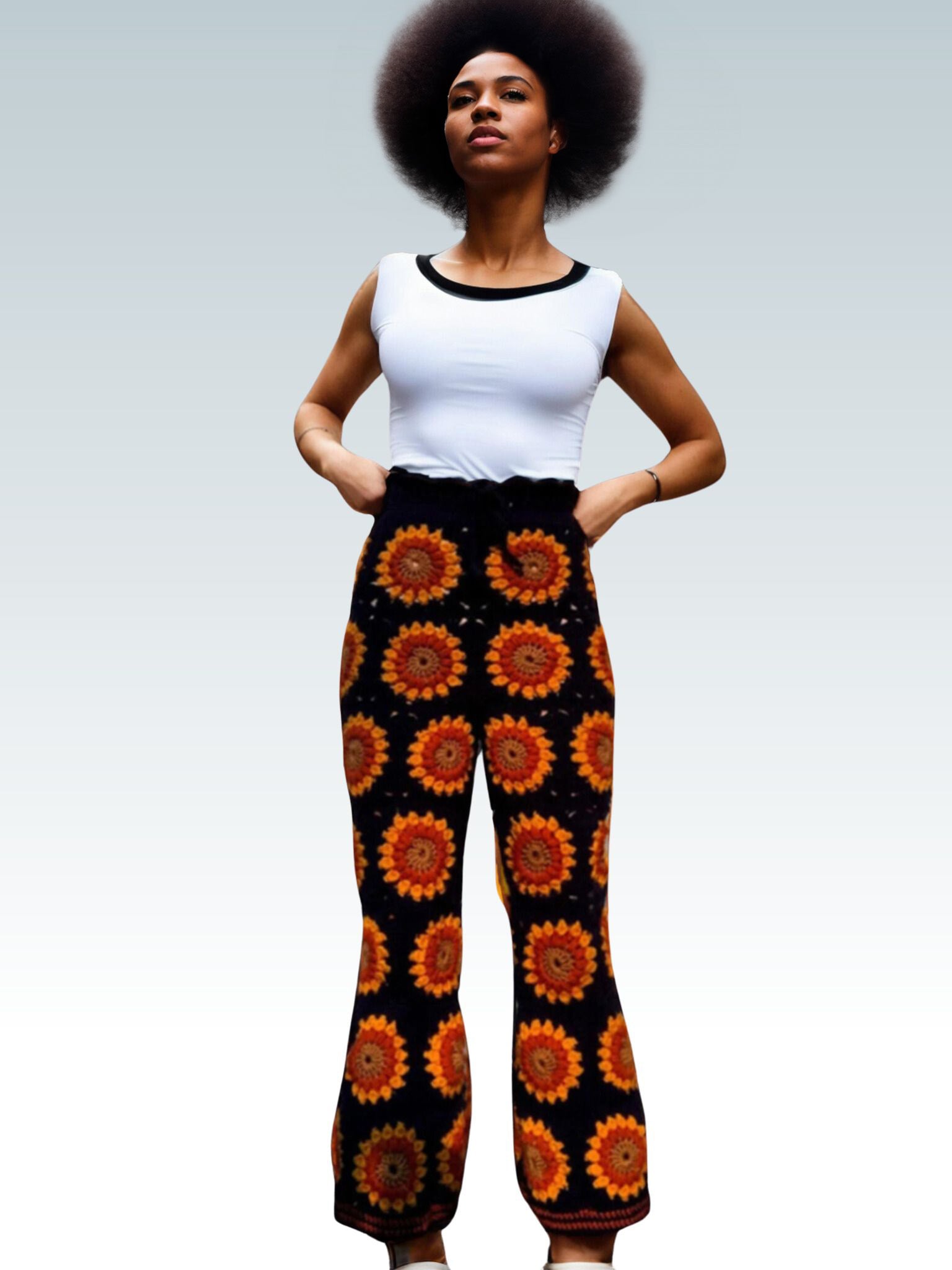 Sunflower Symphony Squares Pants