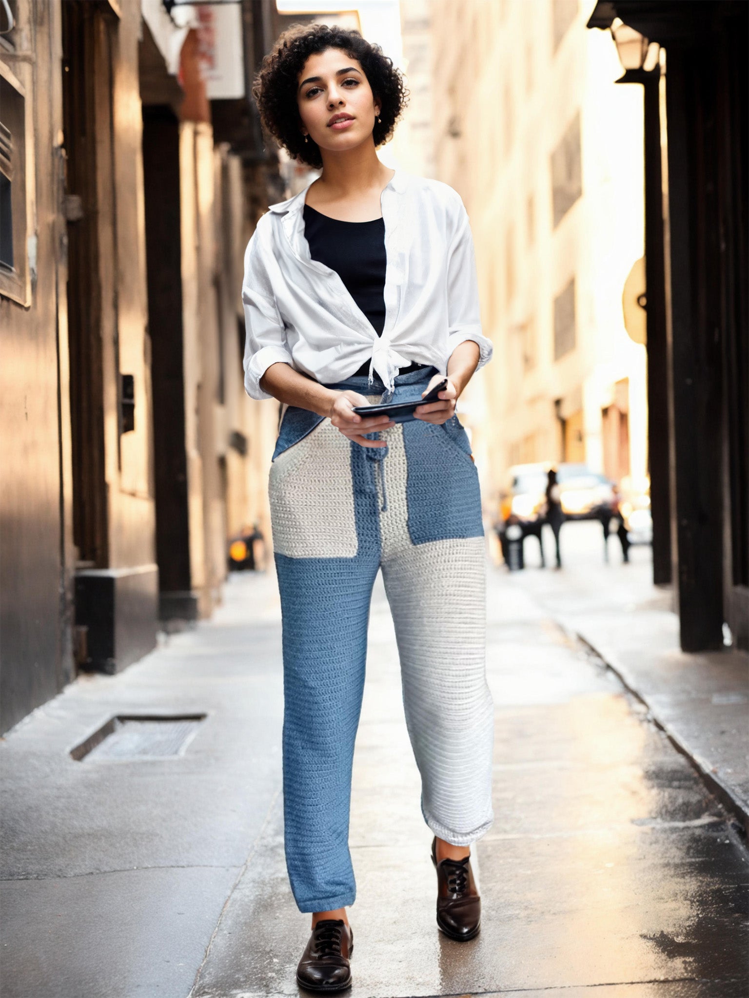 Unisex Denim Dual-Toned Pants