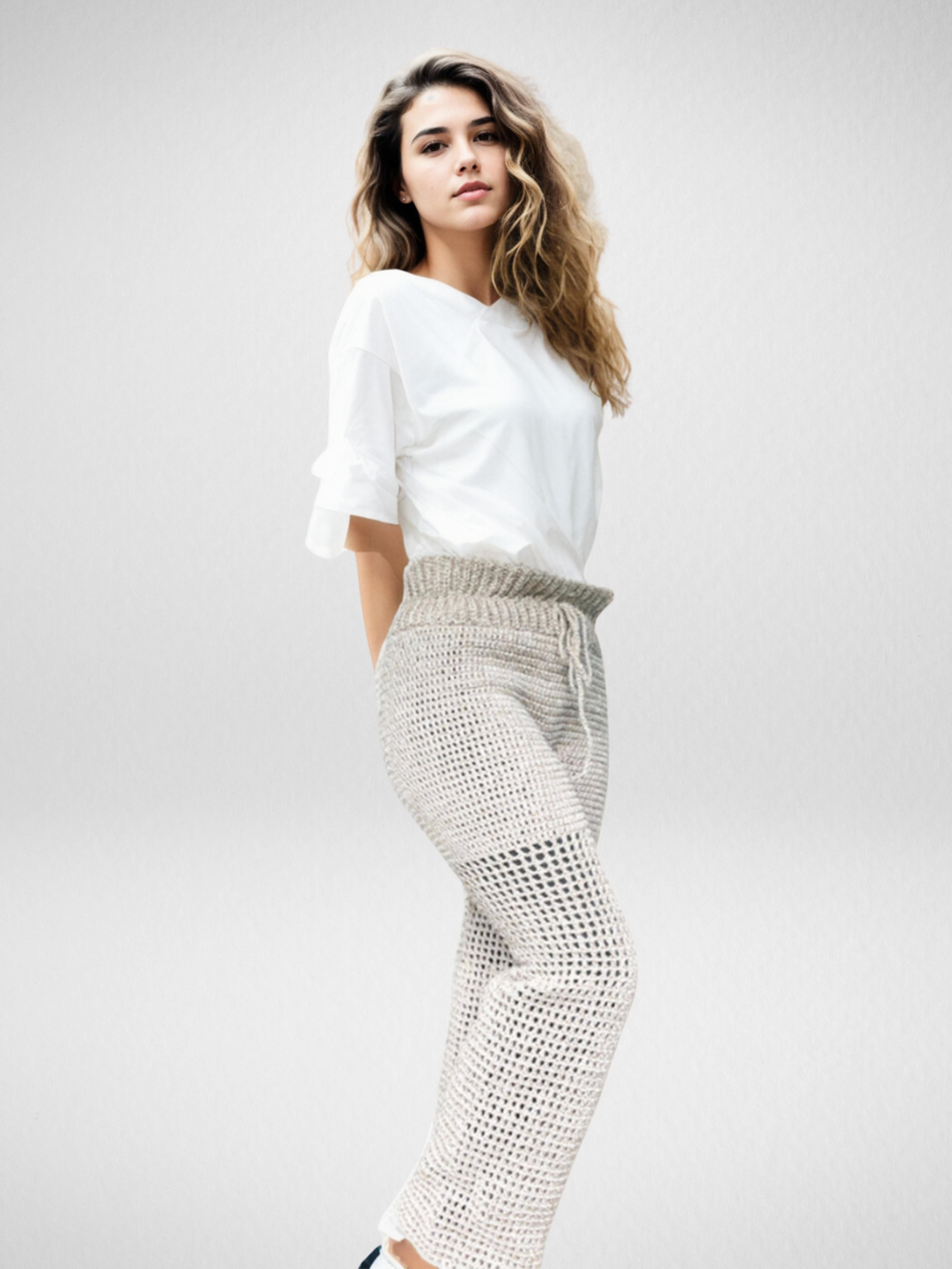 Chic Mesh-Knit Pants