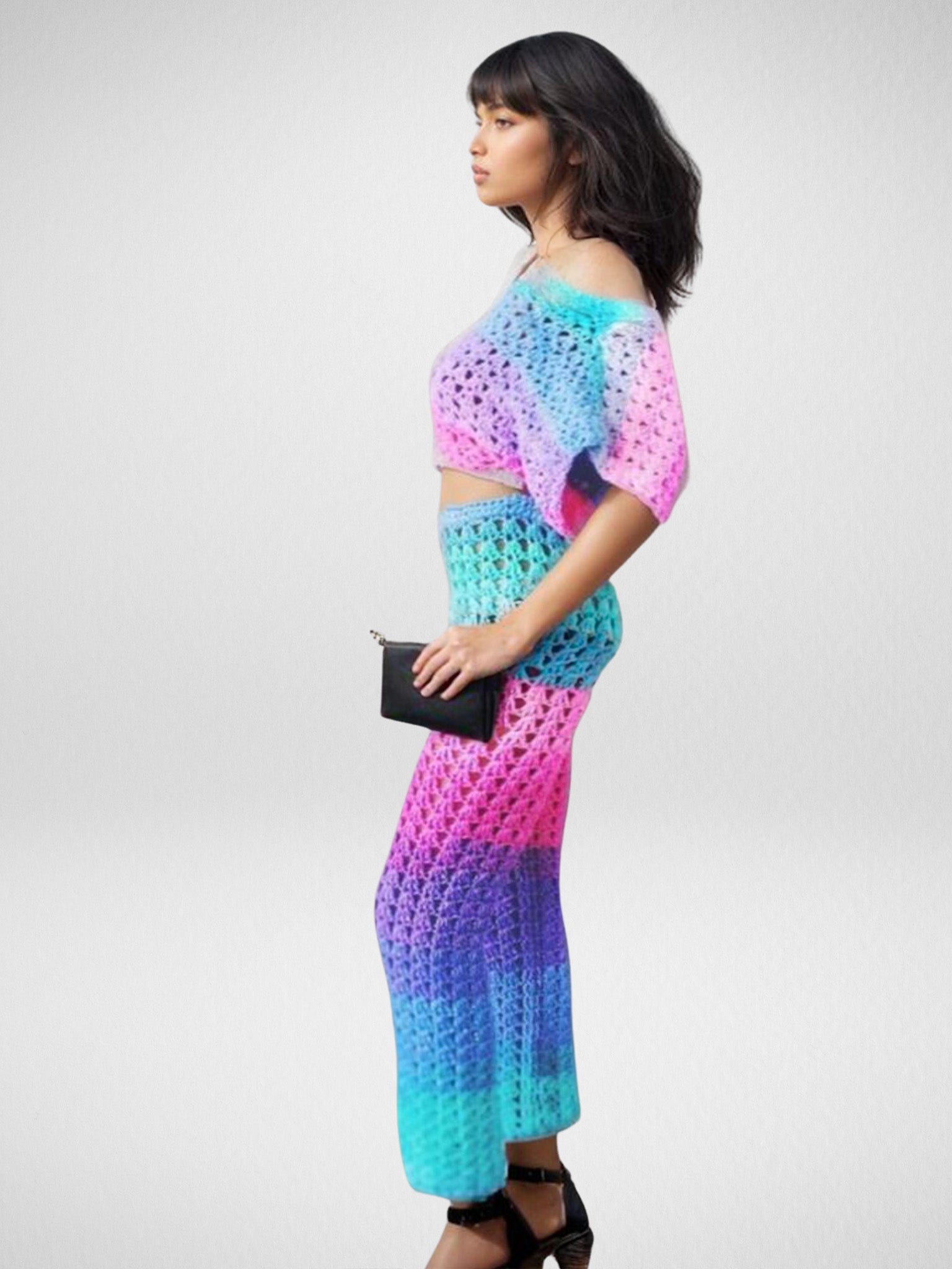 Ombre Openwork Knit Pants