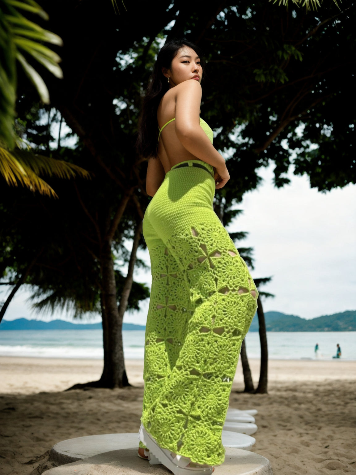 Lime Granny Square Pants