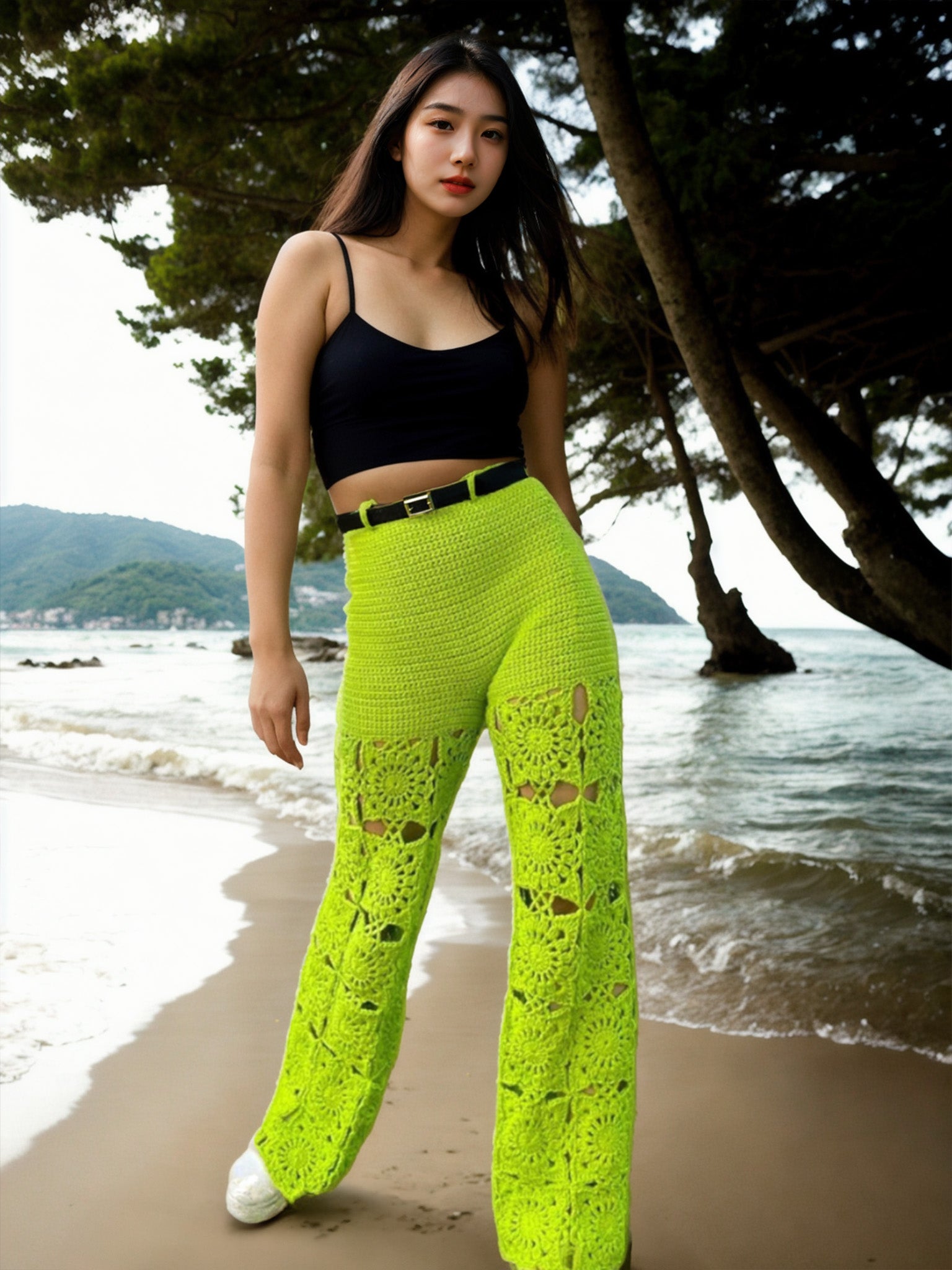 Lime Granny Square Pants