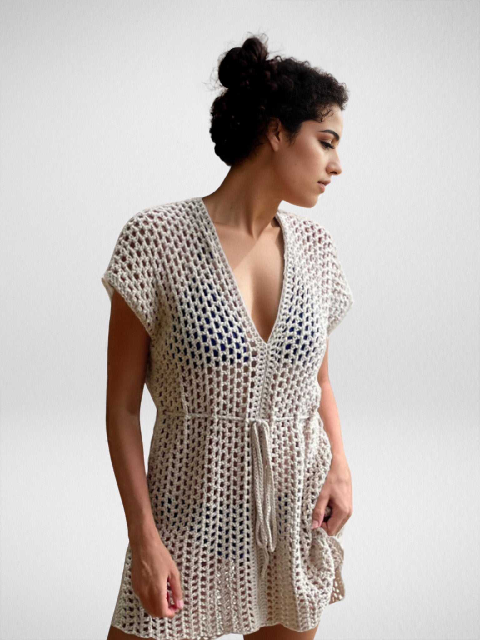 Natural Mesh Sundress One-Piece Cover-Up