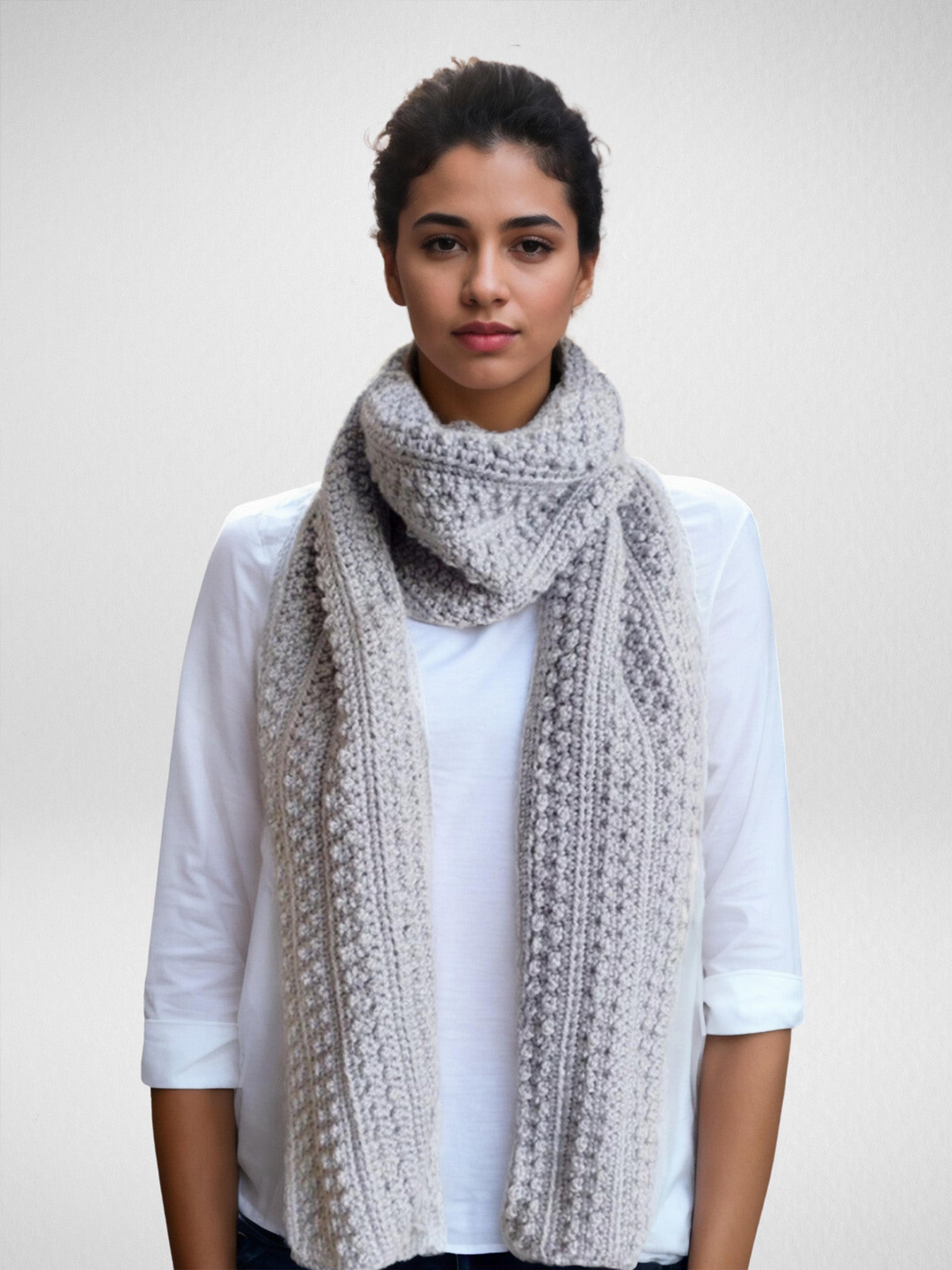 Slate Puff Stitch Scarf