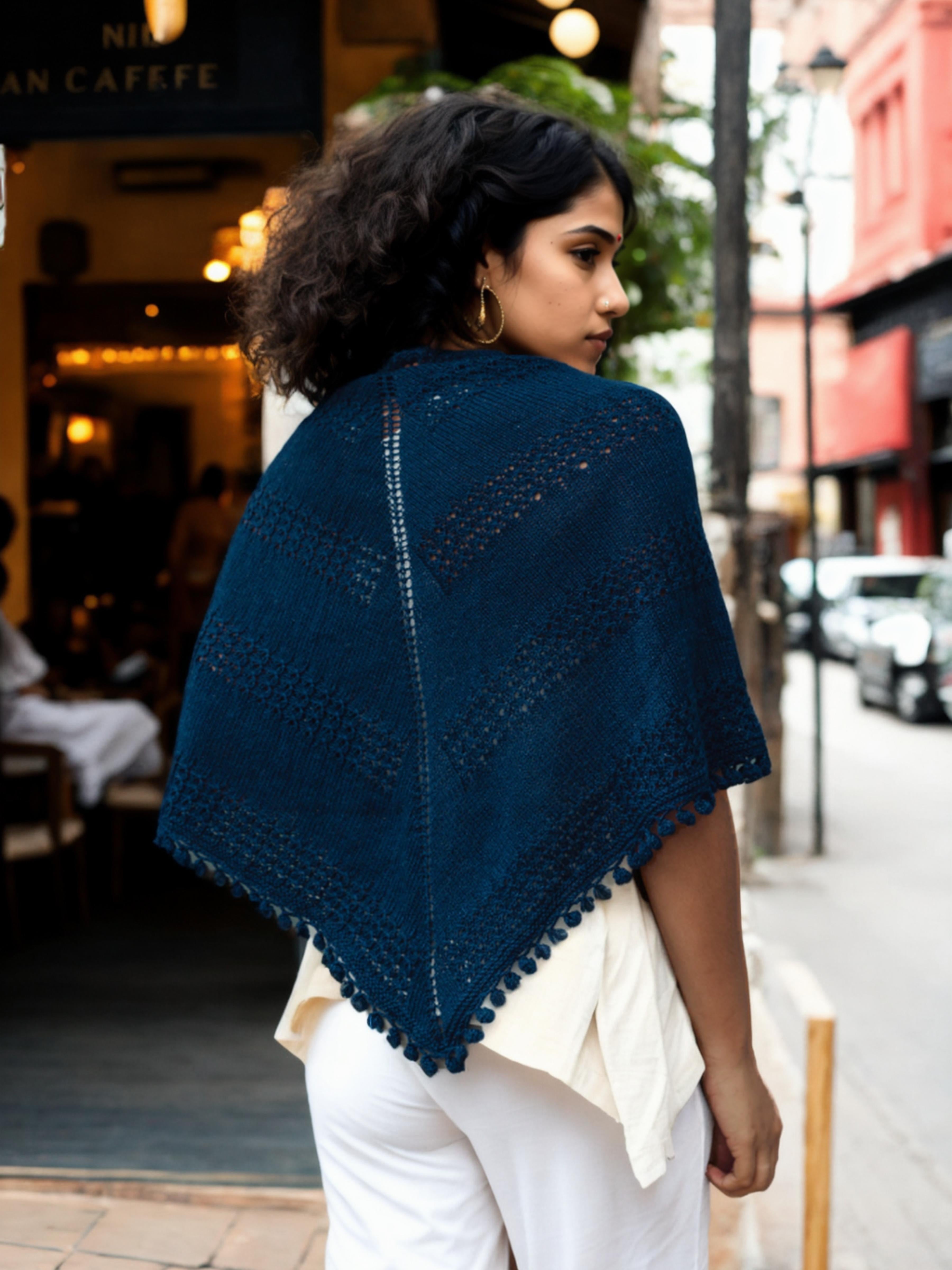 Navy Tassel Shawl