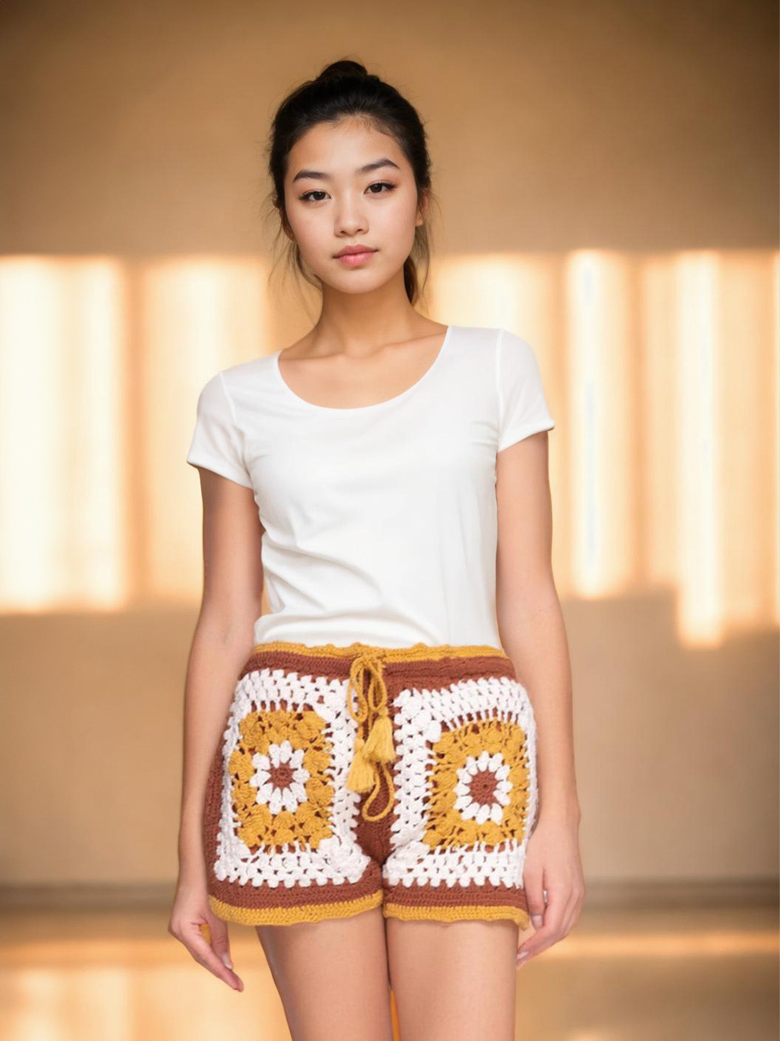 Sunflower Swirl Squares Shorts