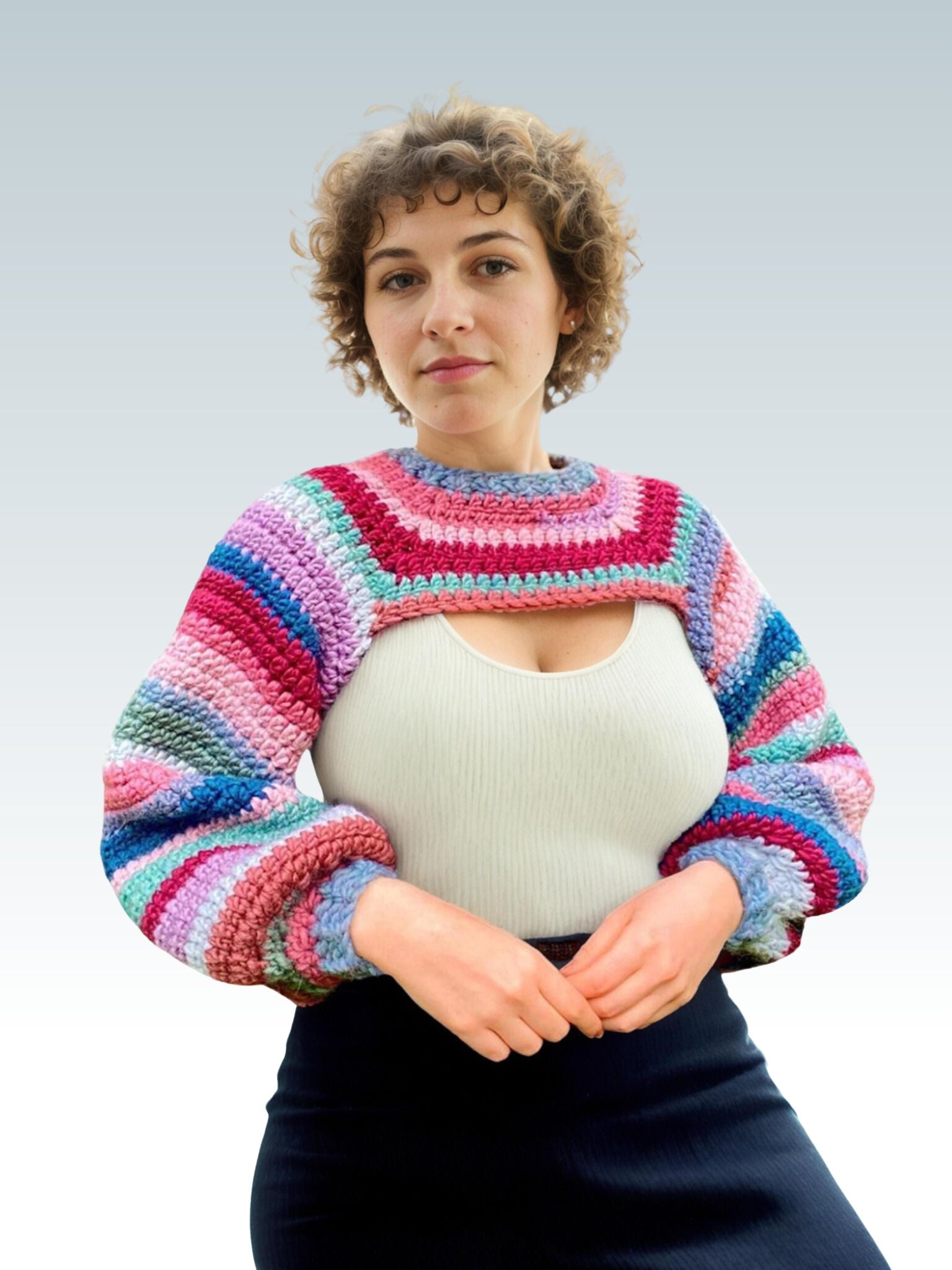 Vintage Striped Bubble Shrug
