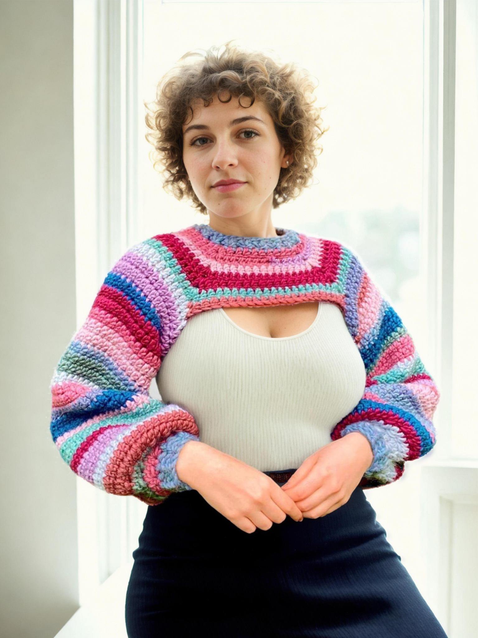 Vintage Striped Bubble Shrug