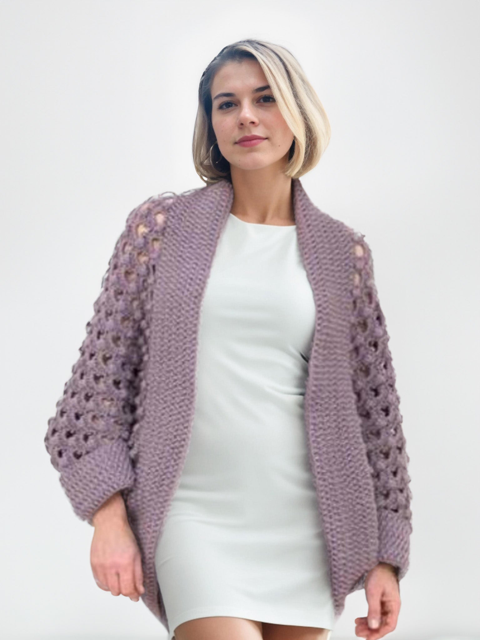Heather Puff Stitch Shrug