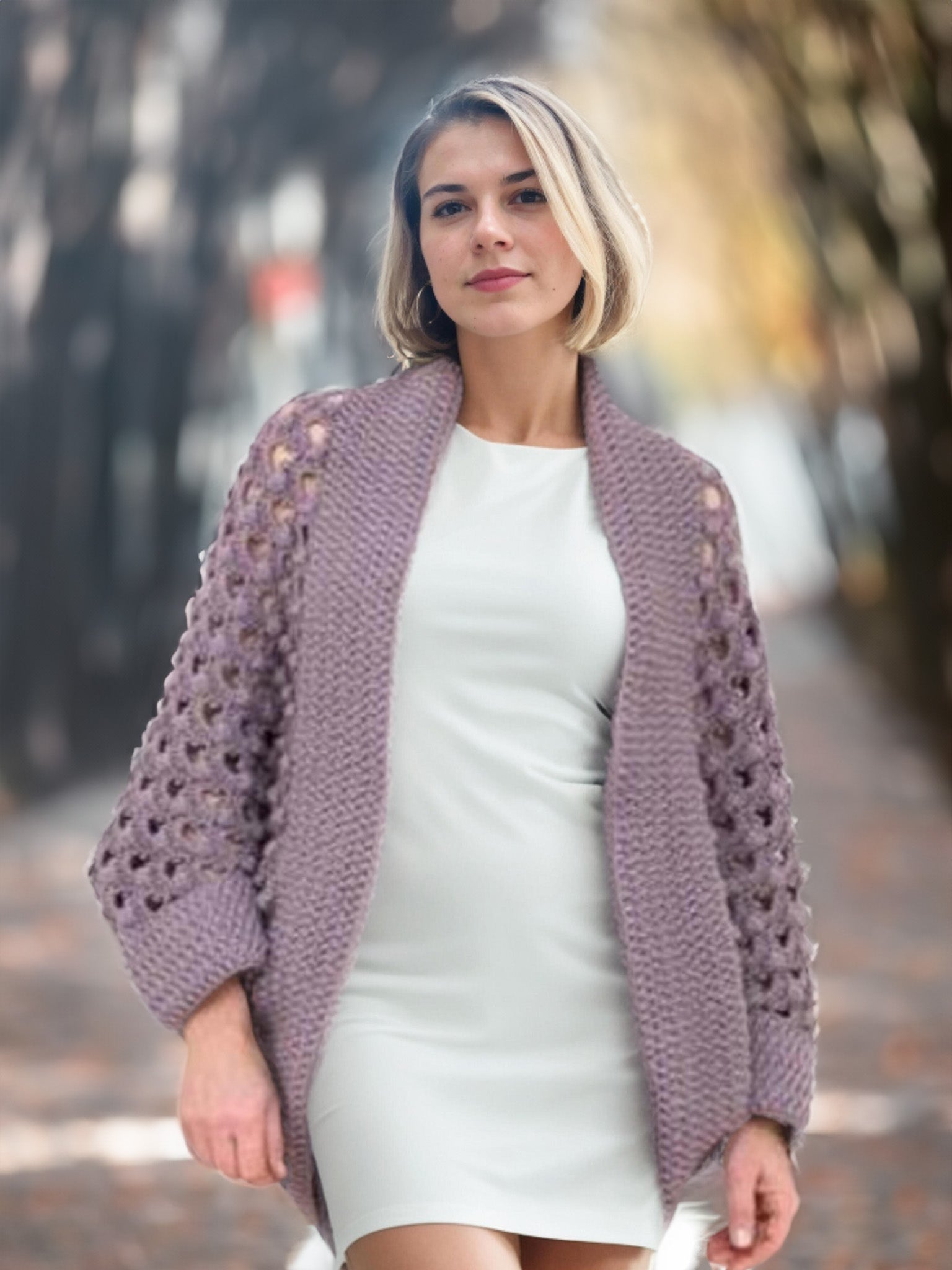 Heather Puff Stitch Shrug
