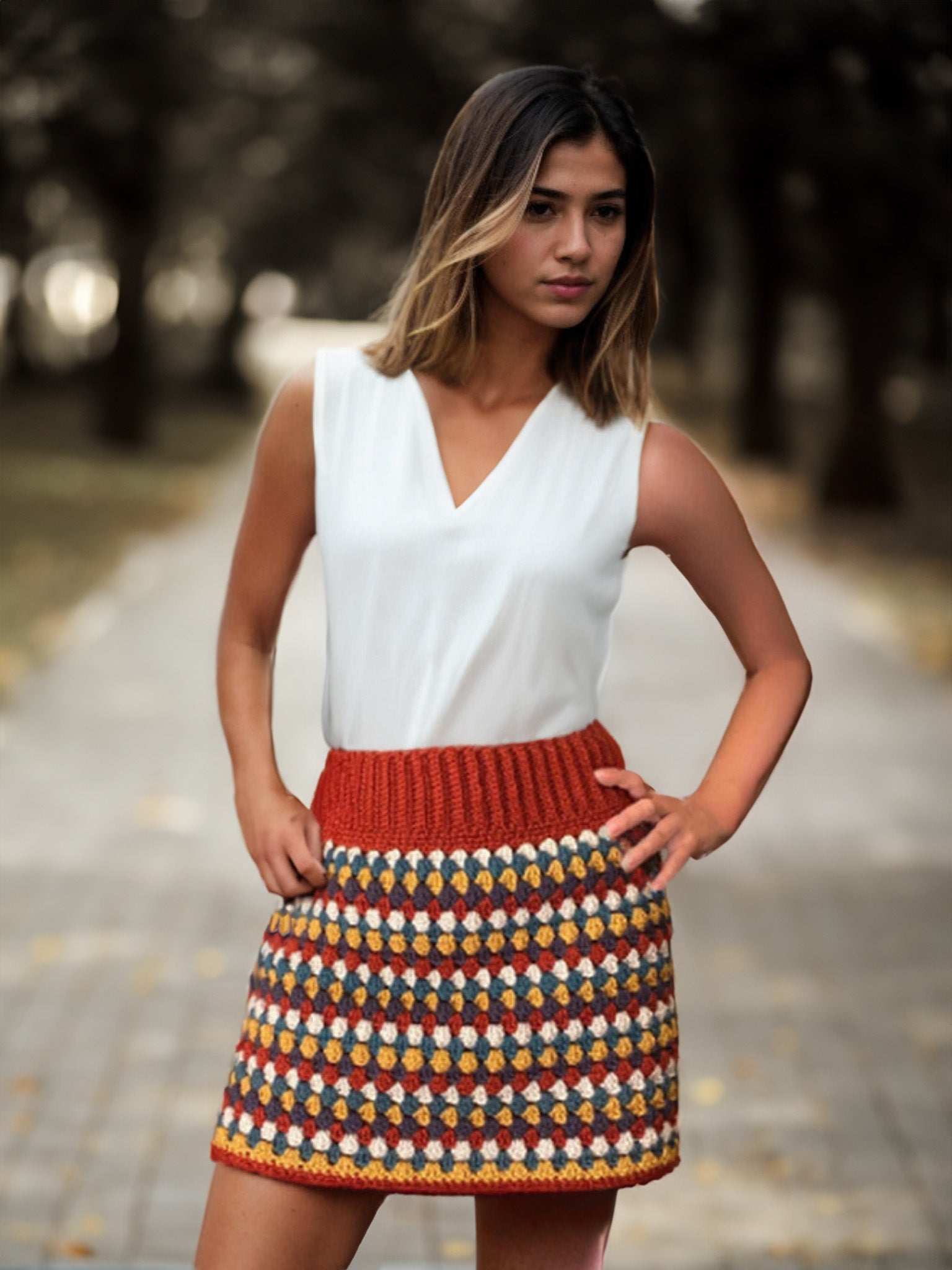 Groovy Granny Square Short/Mini Skirt