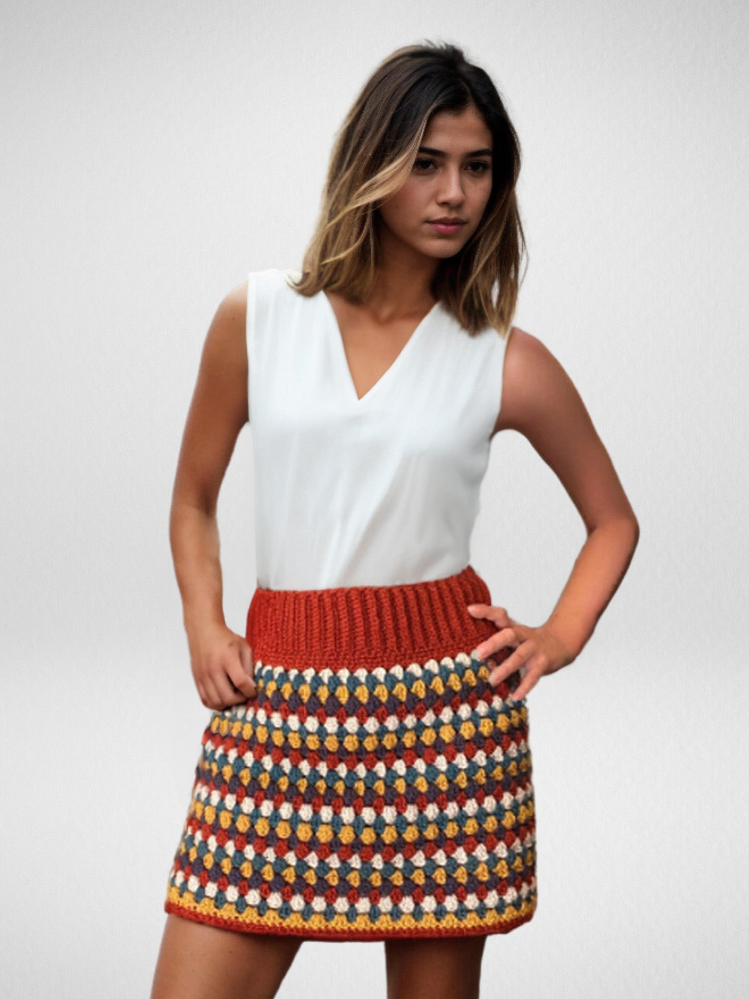 Groovy Granny Square Short/Mini Skirt