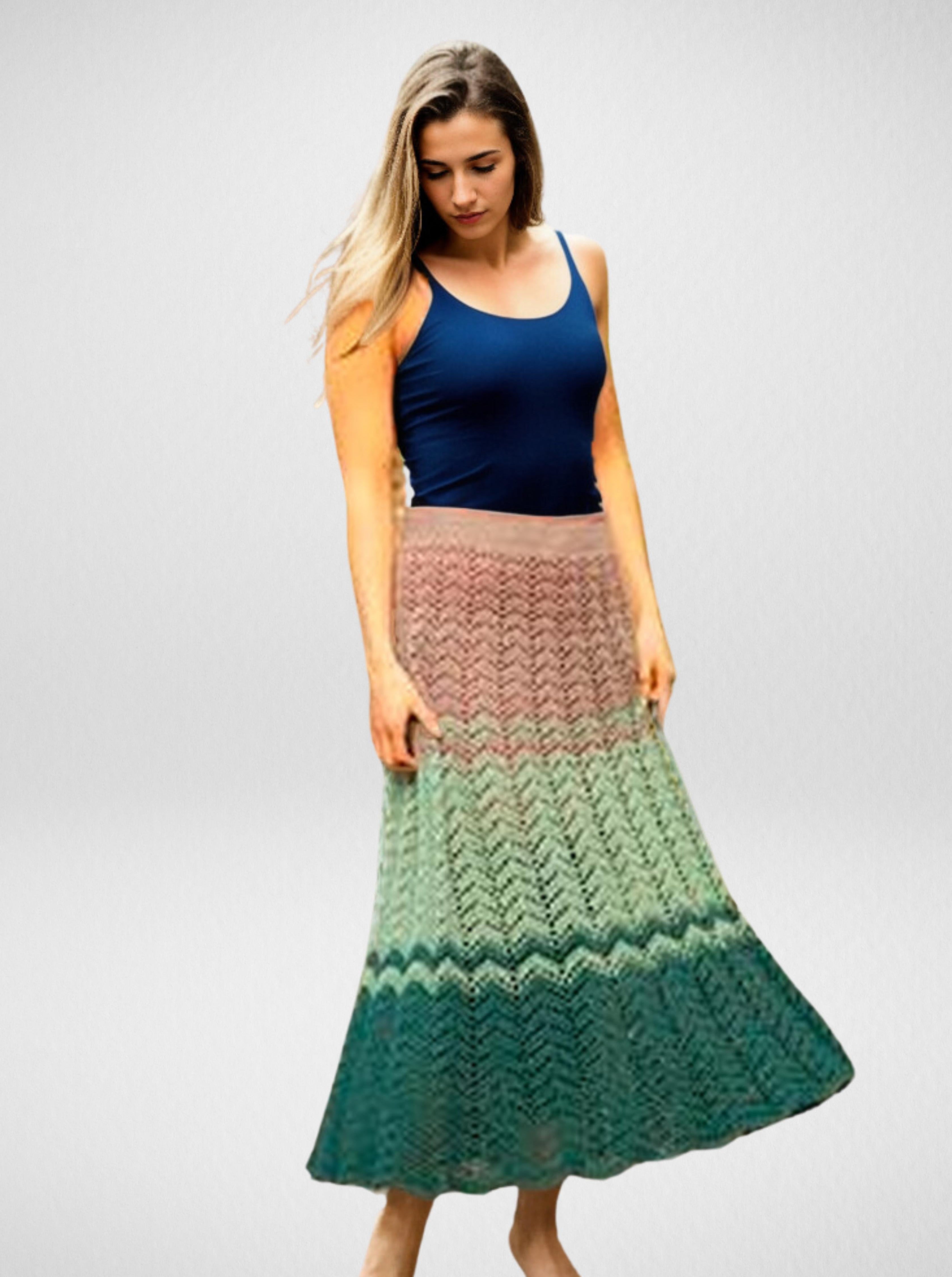 Oceanic Ombré Elegance Long/Maxi Skirt