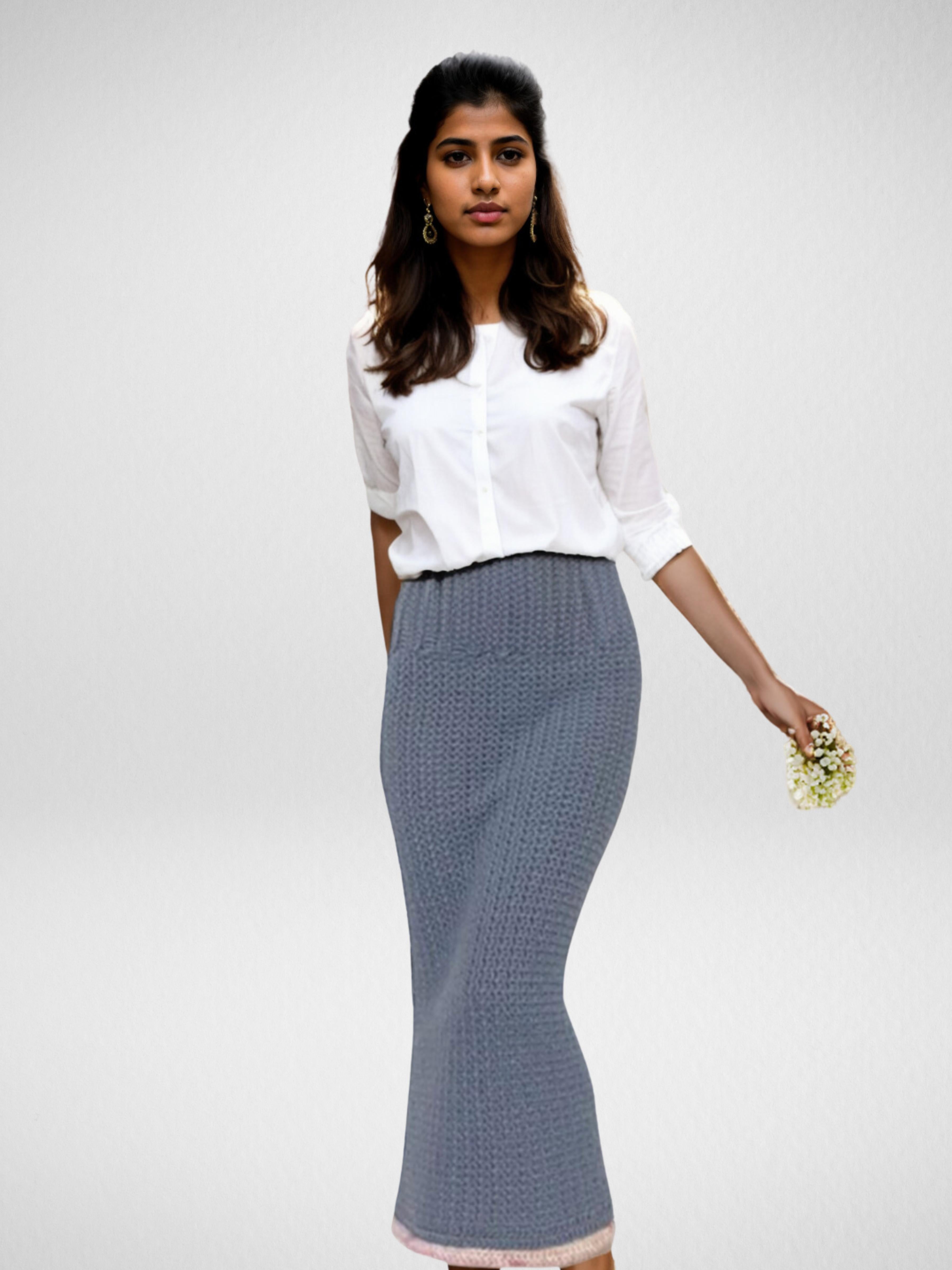 Cozy Denim Knit Long/Maxi Skirt