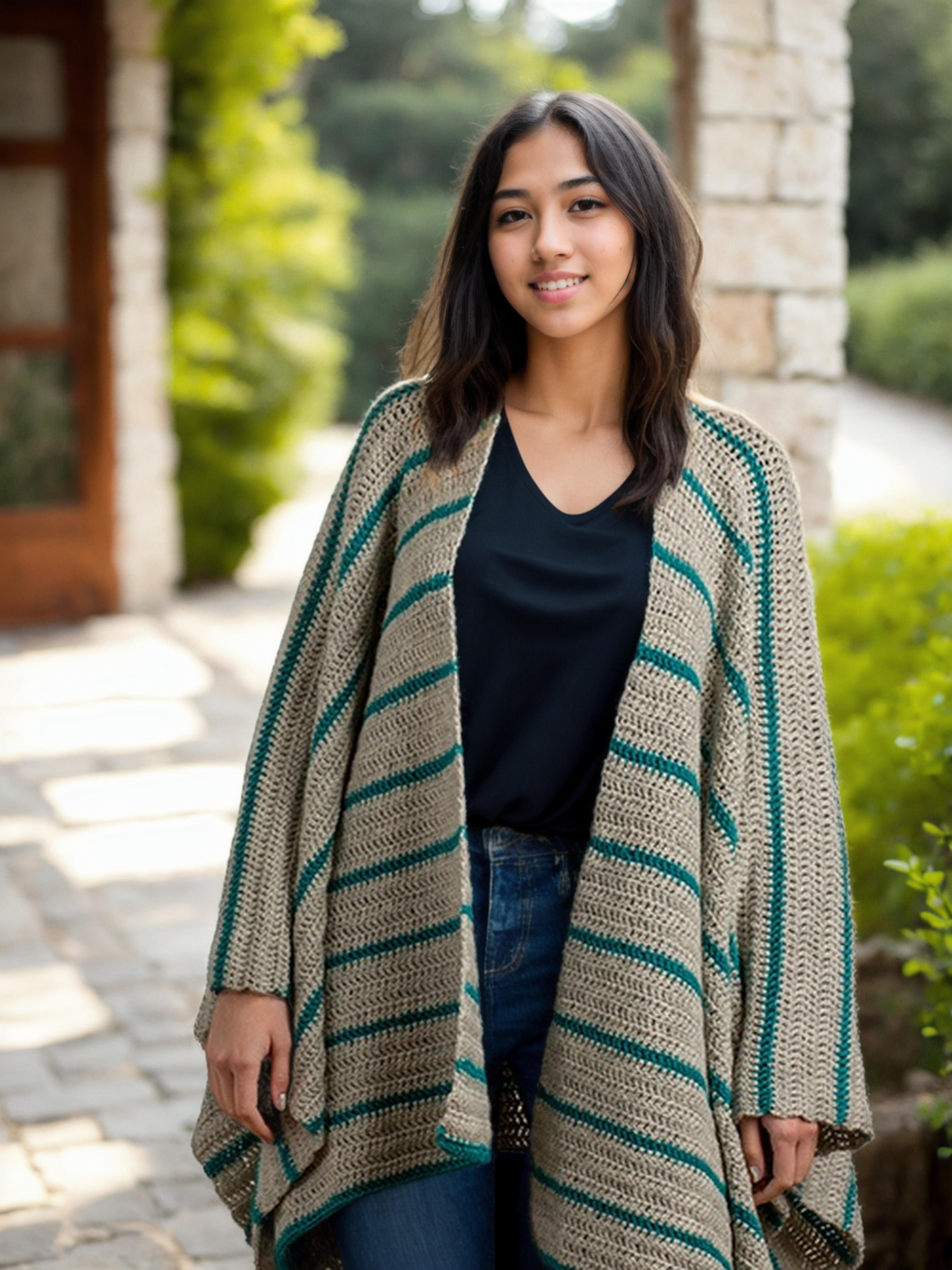 Coastal Lines Tassel Shawl
