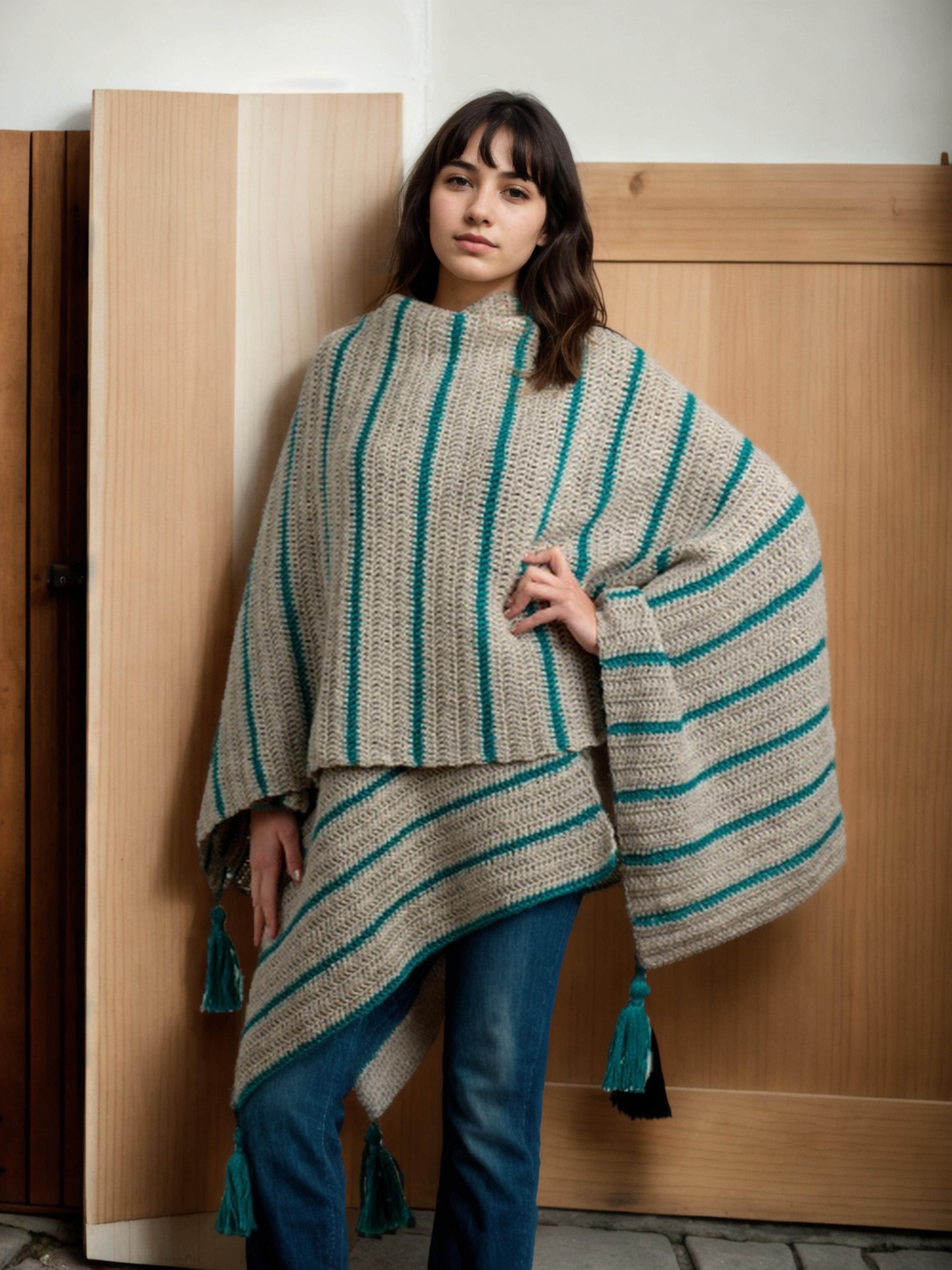 Coastal Lines Tassel Shawl