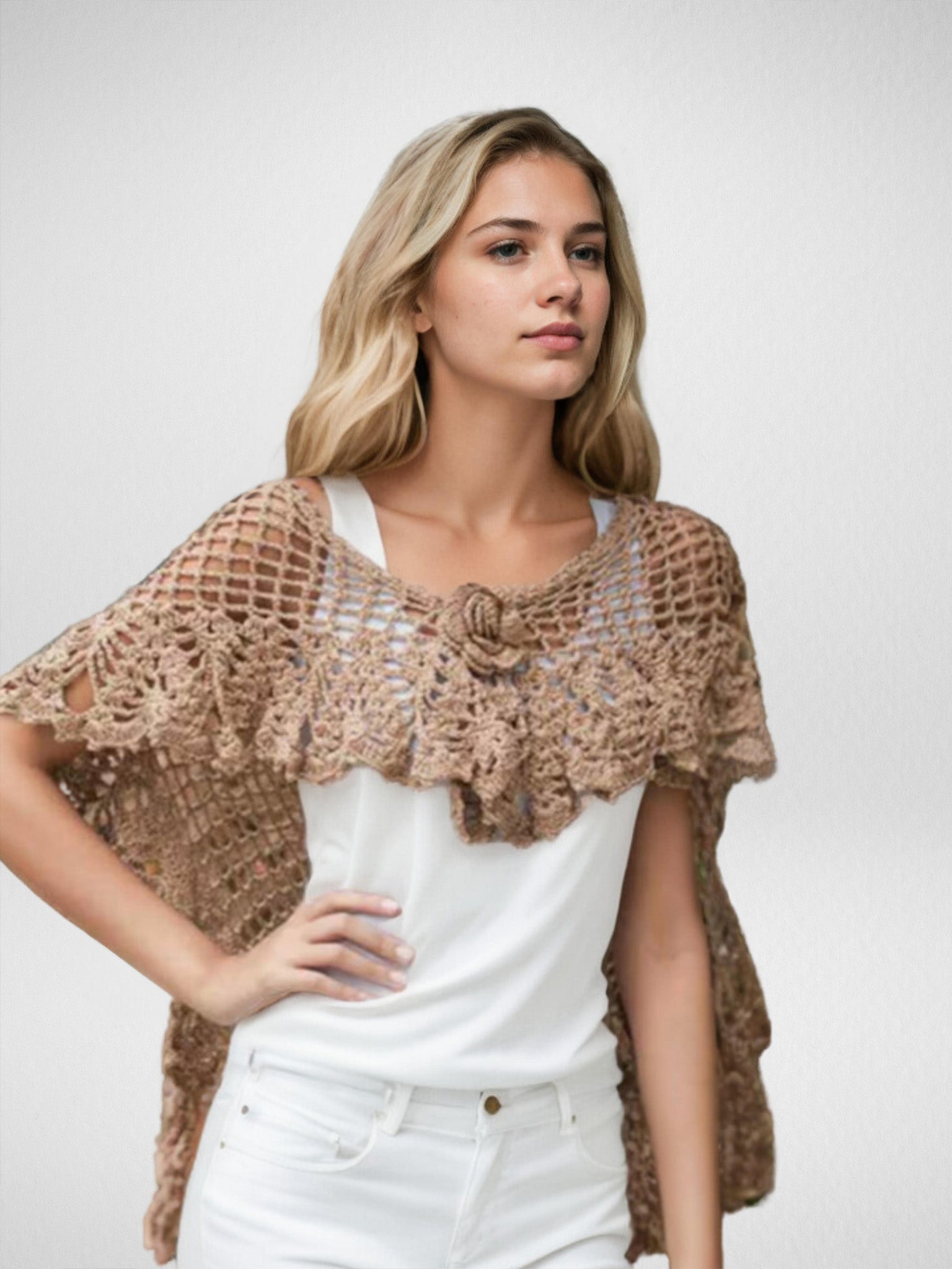 Taupe Ruffle Shawl