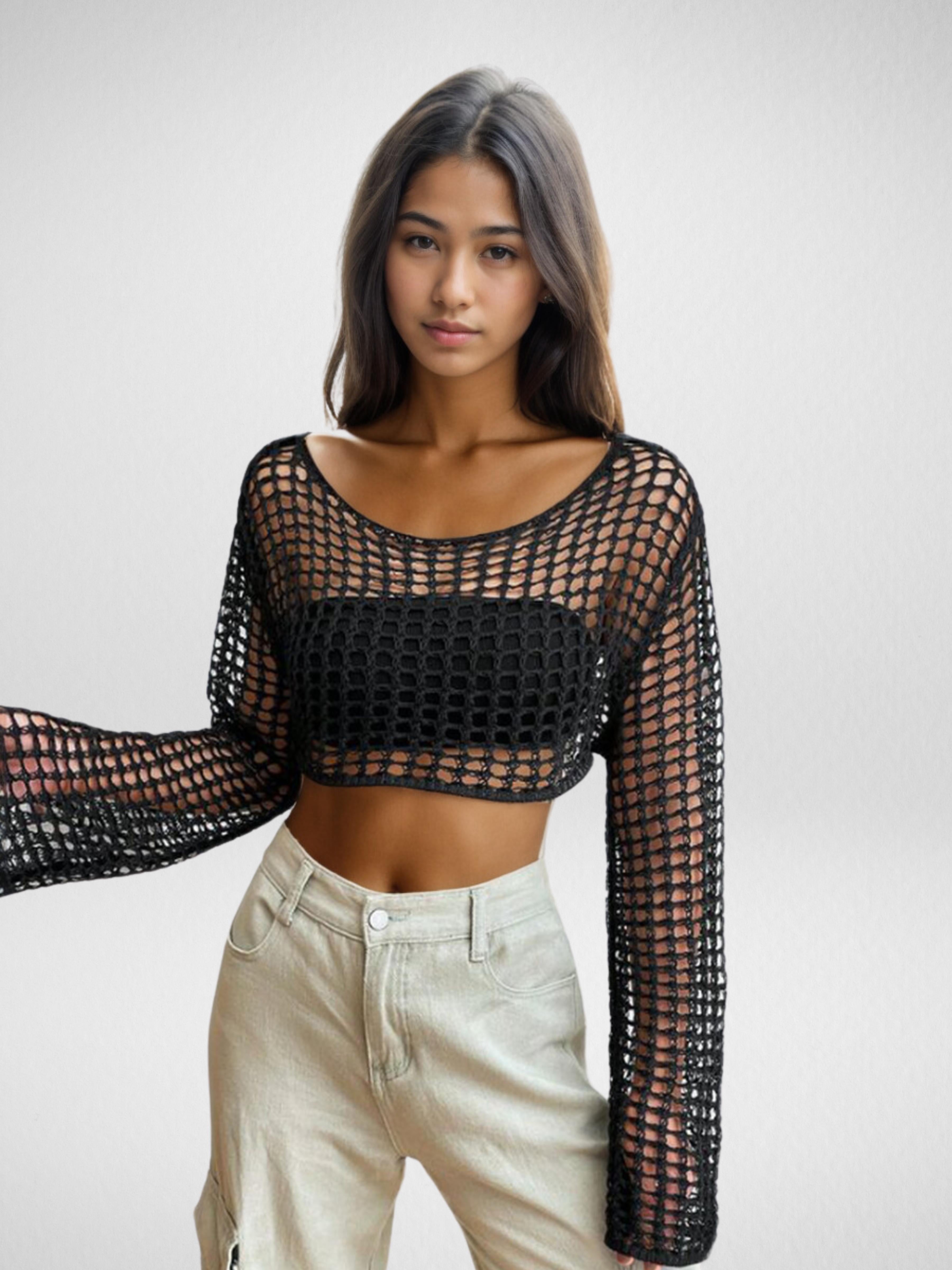 Chic Noir Mesh Crop Top