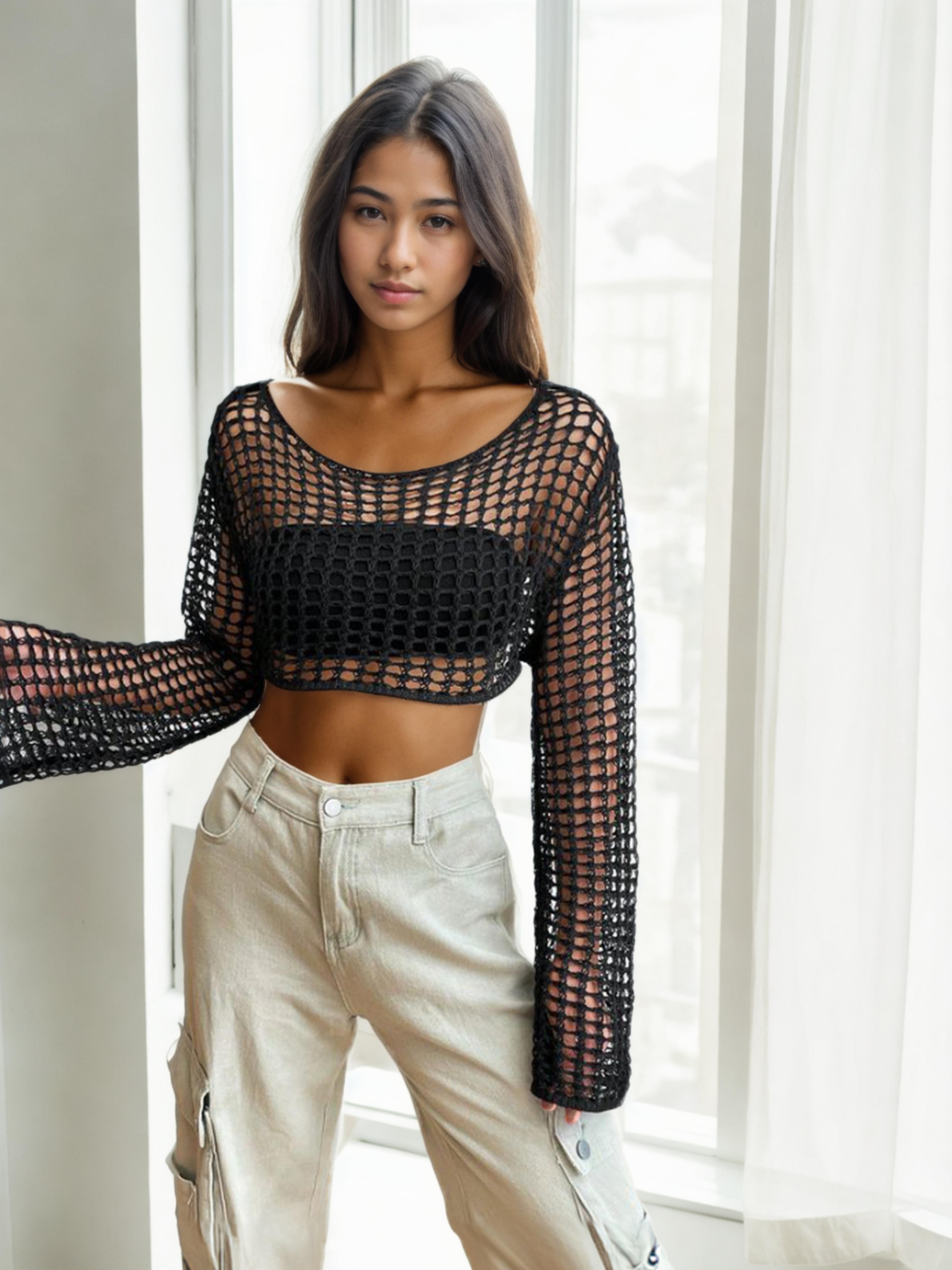 Chic Noir Mesh Crop Top