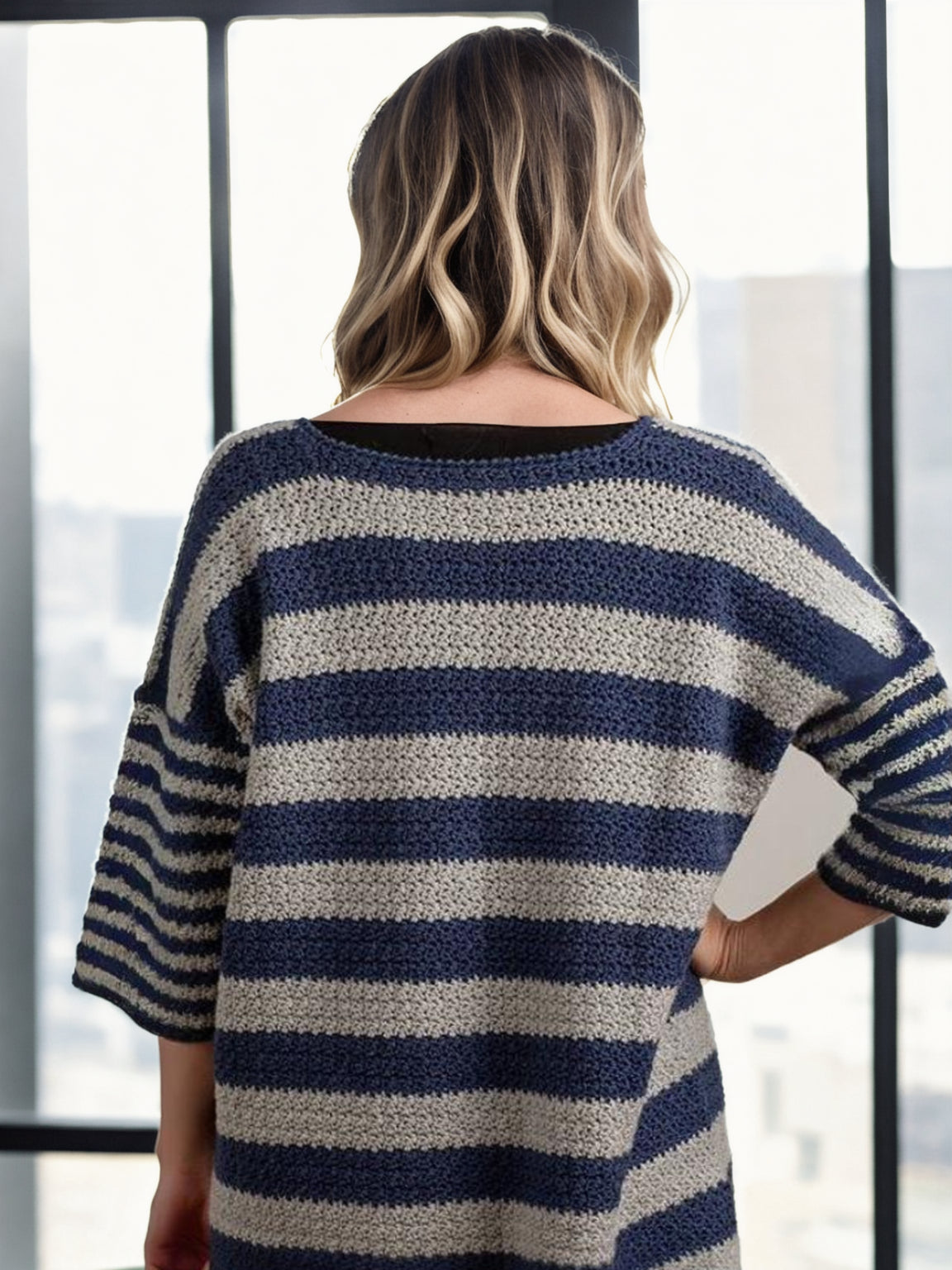 Nautical Tassel Hem Tunic Sweater
